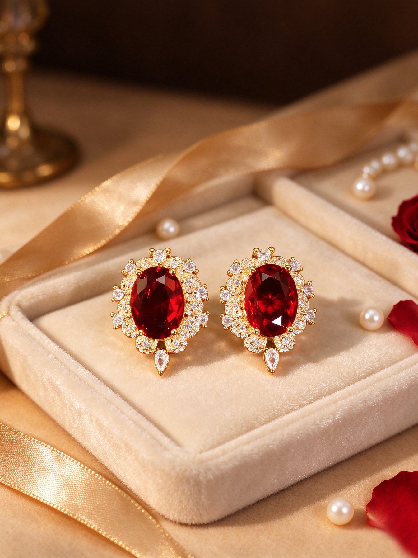 Gold Gemstone Stud Earrings