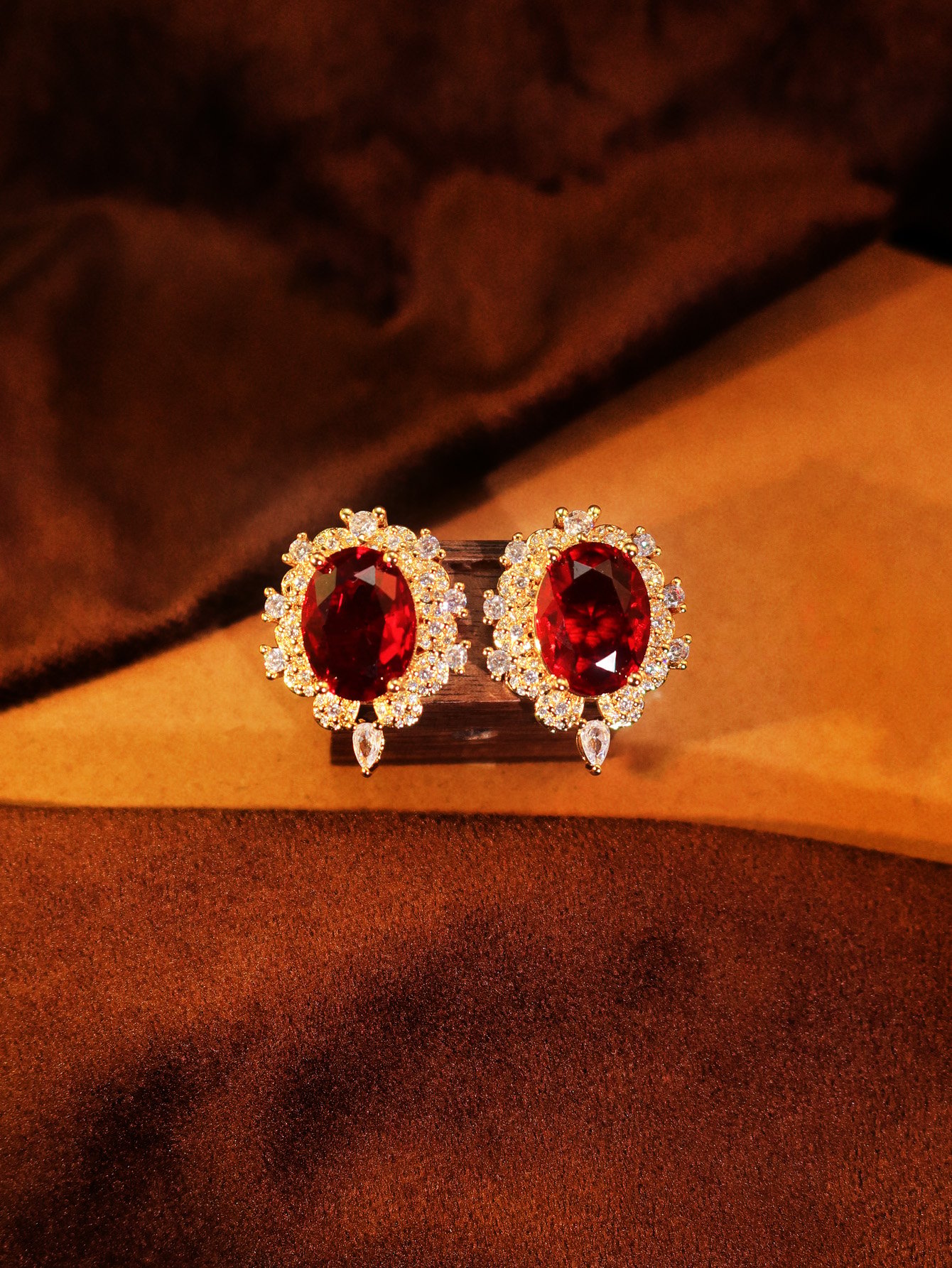 Gold Gemstone Stud Earrings