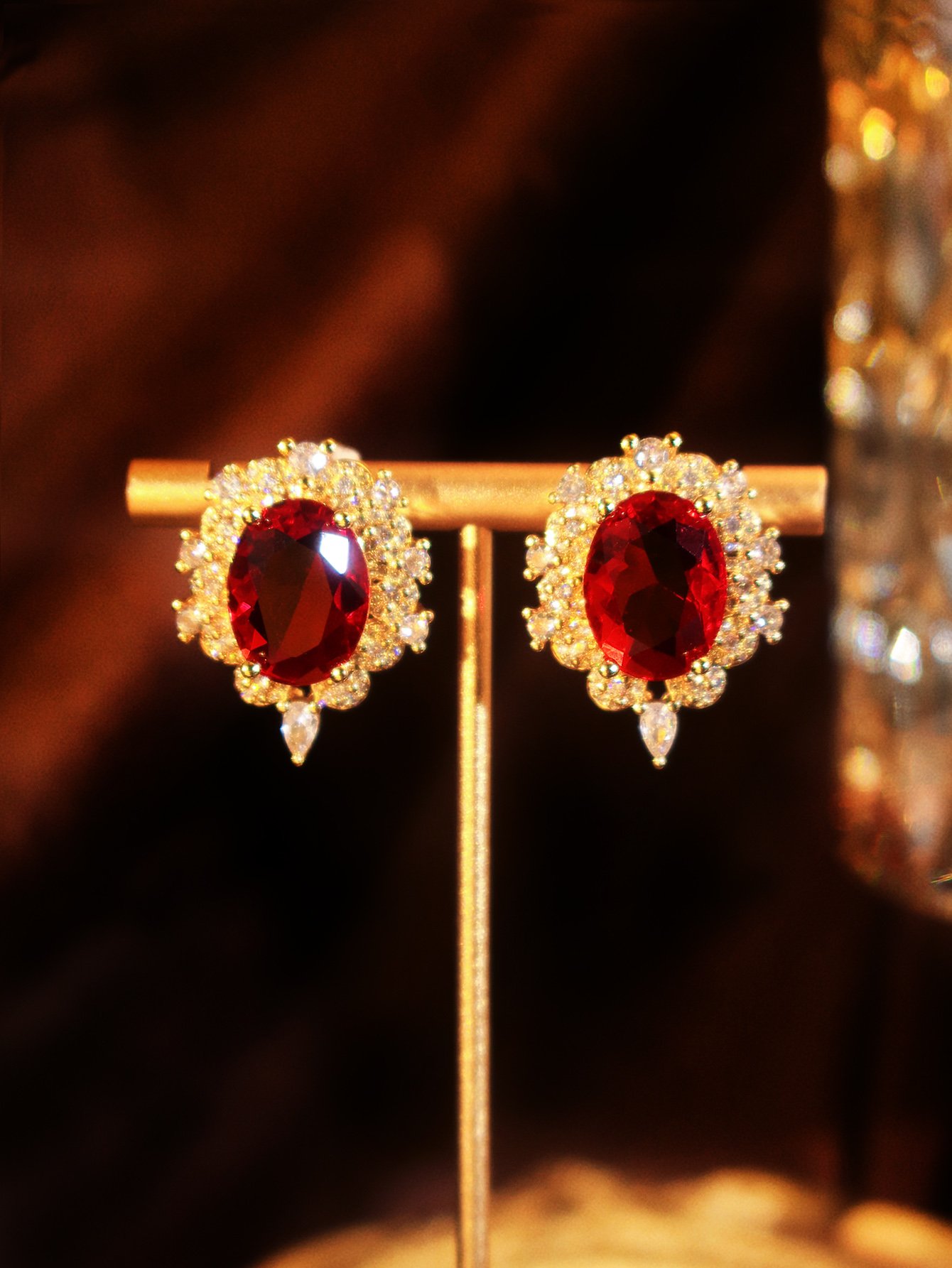 Gold Gemstone Stud Earrings