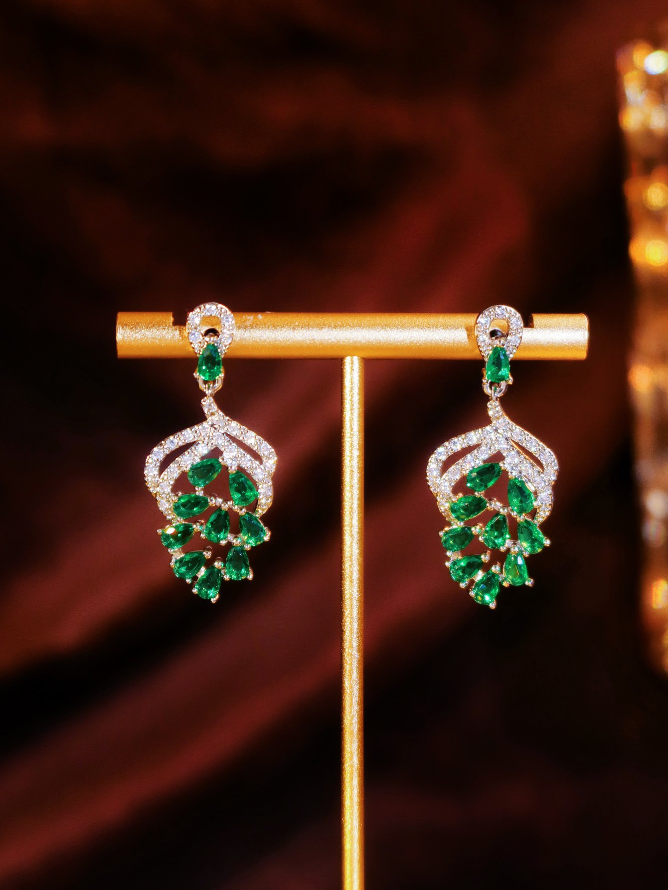 Set of 2 Silver Gemstone Danglers Earrings