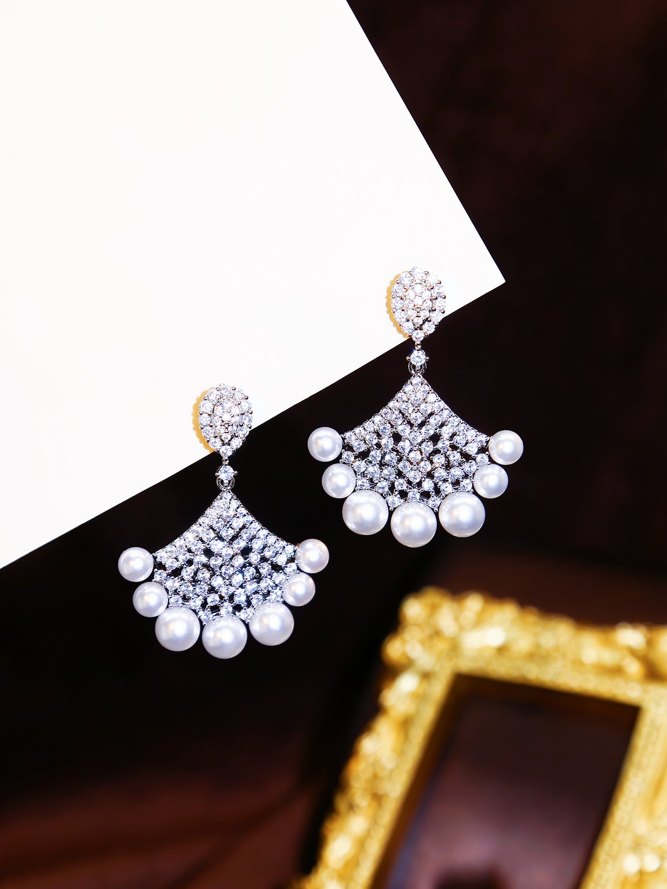 Silver Pearl Danglers Earrings