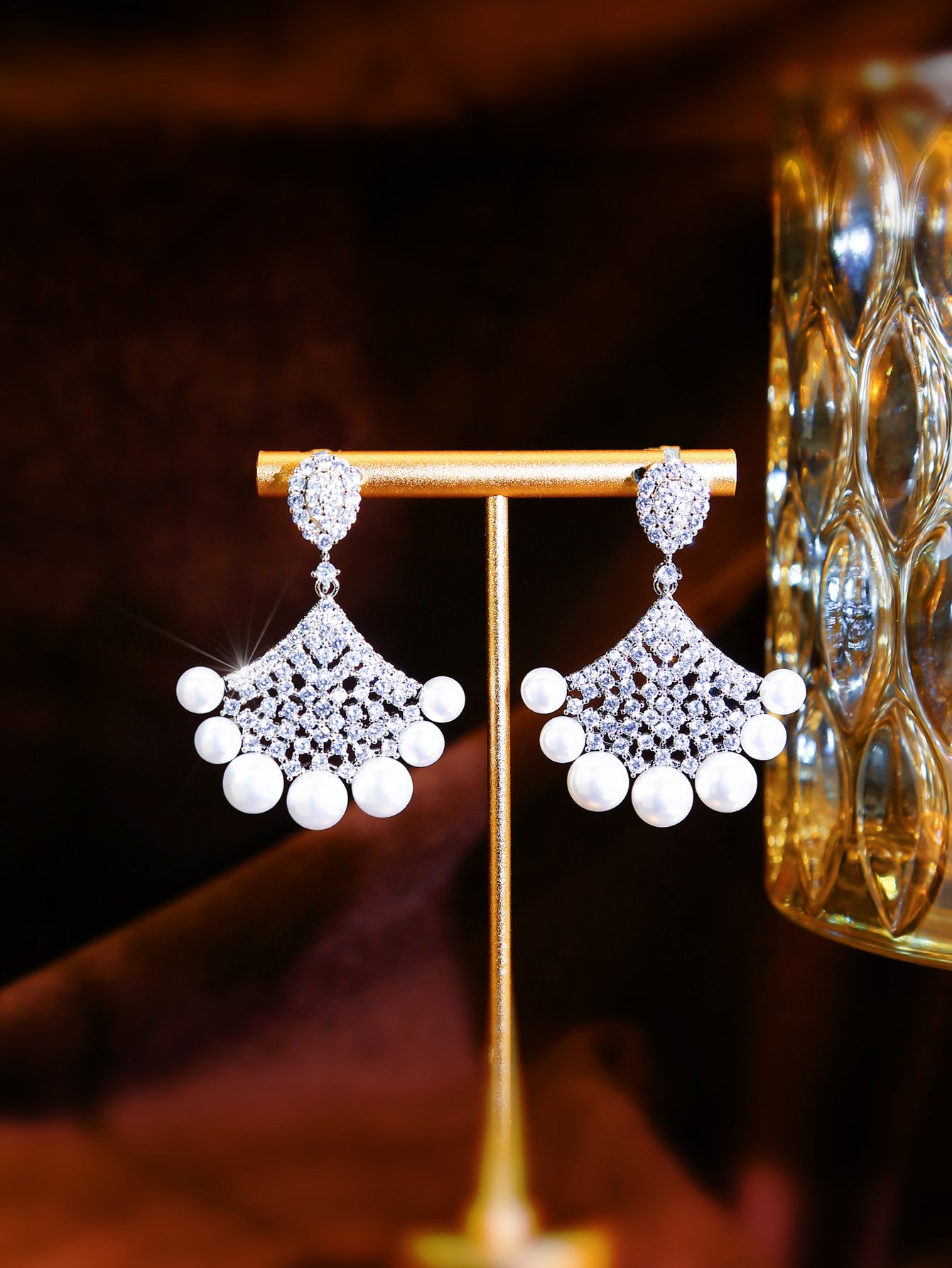 Silver Pearl Danglers Earrings