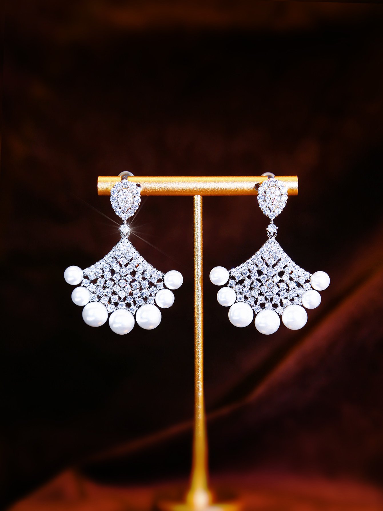 Silver Pearl Danglers Earrings