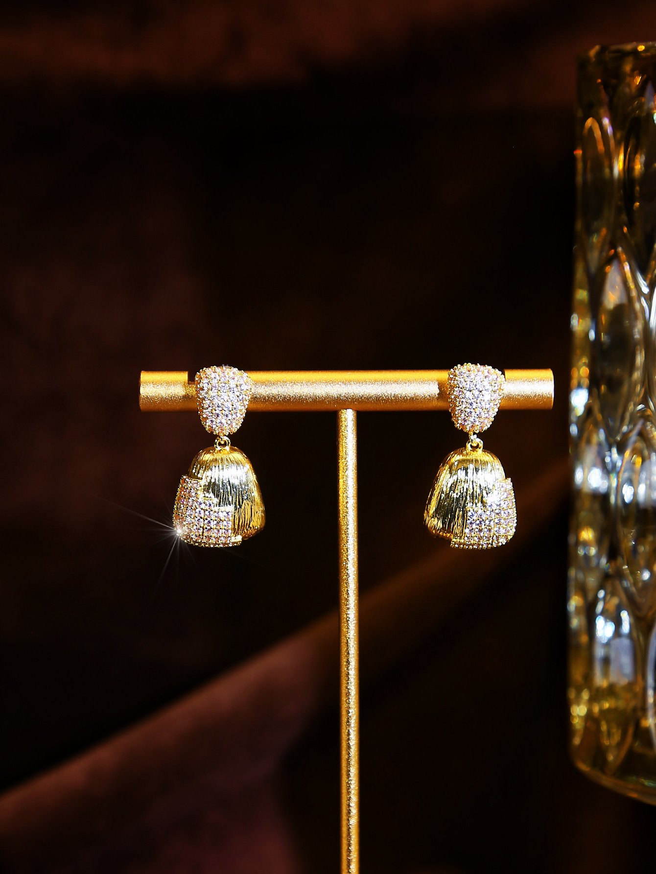 Gold Gemstone Danglers Earrings