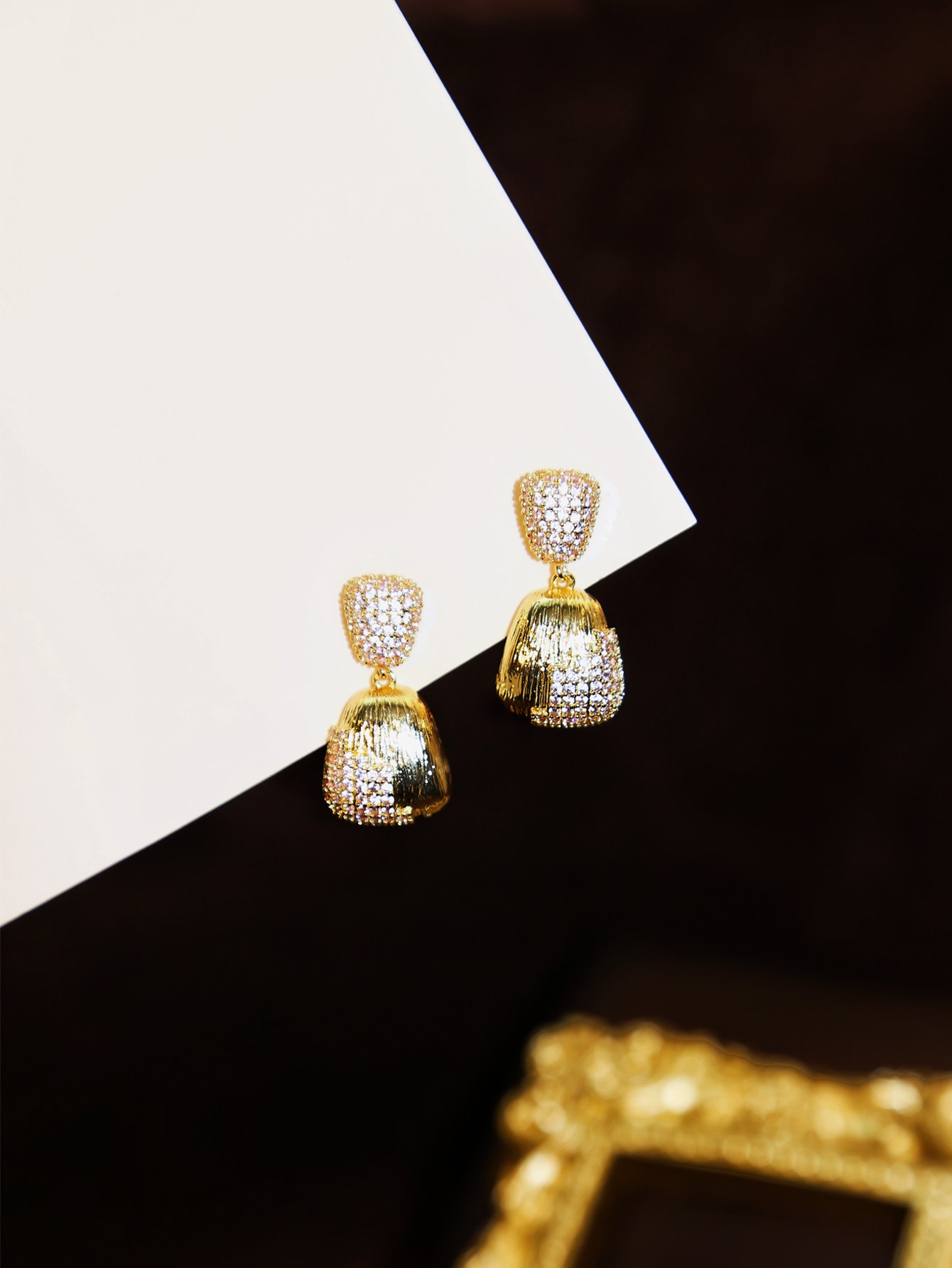Gold Gemstone Danglers Earrings