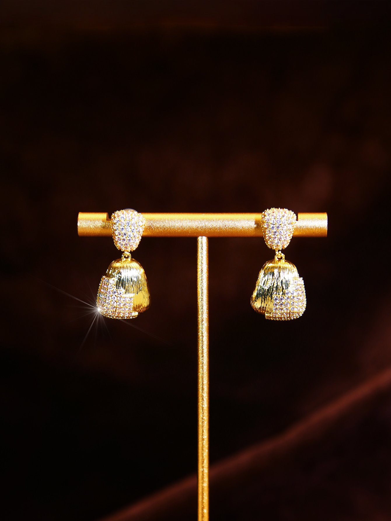 Gold Gemstone Danglers Earrings