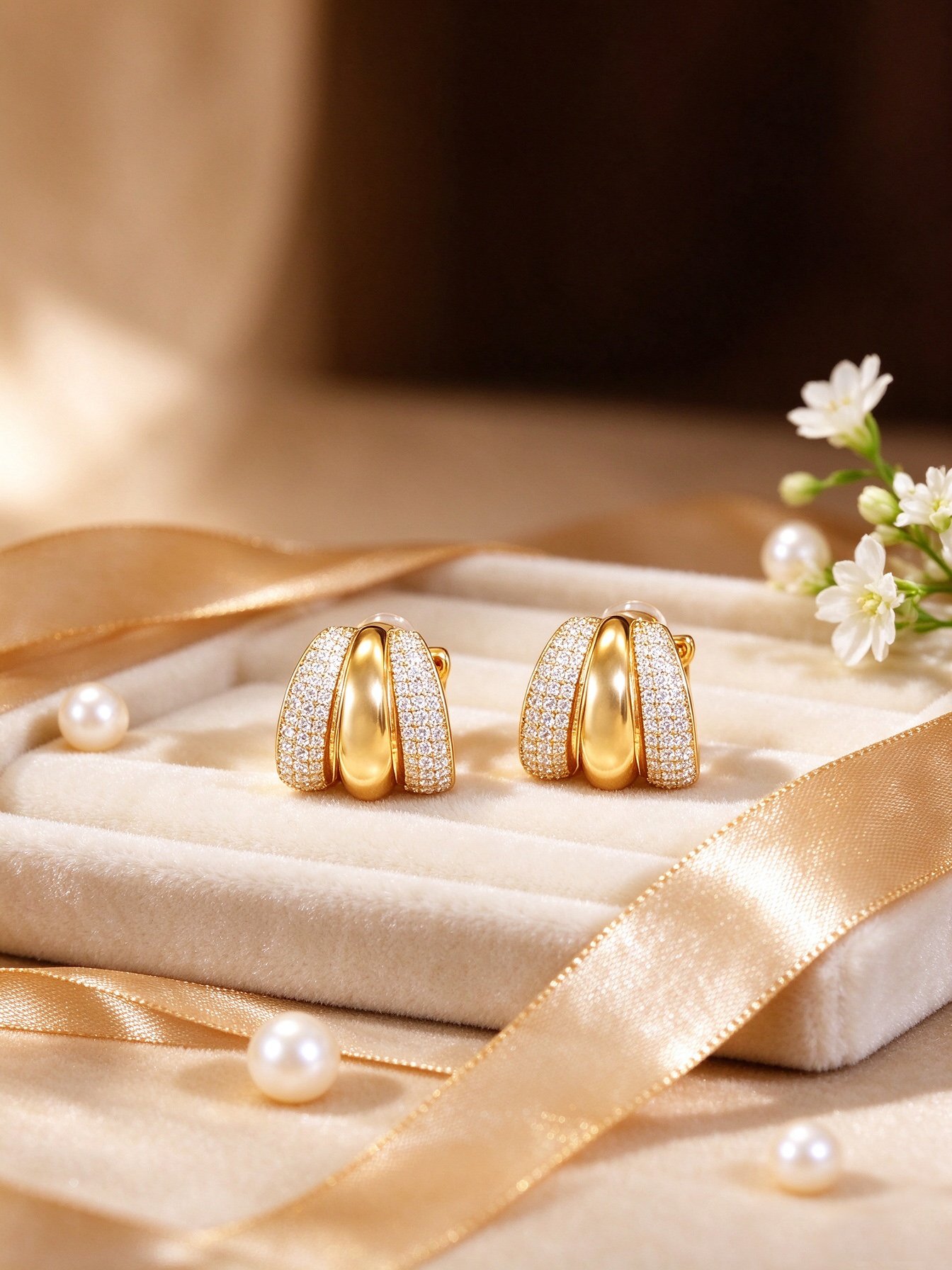 Gold Gemstone Stud Earrings