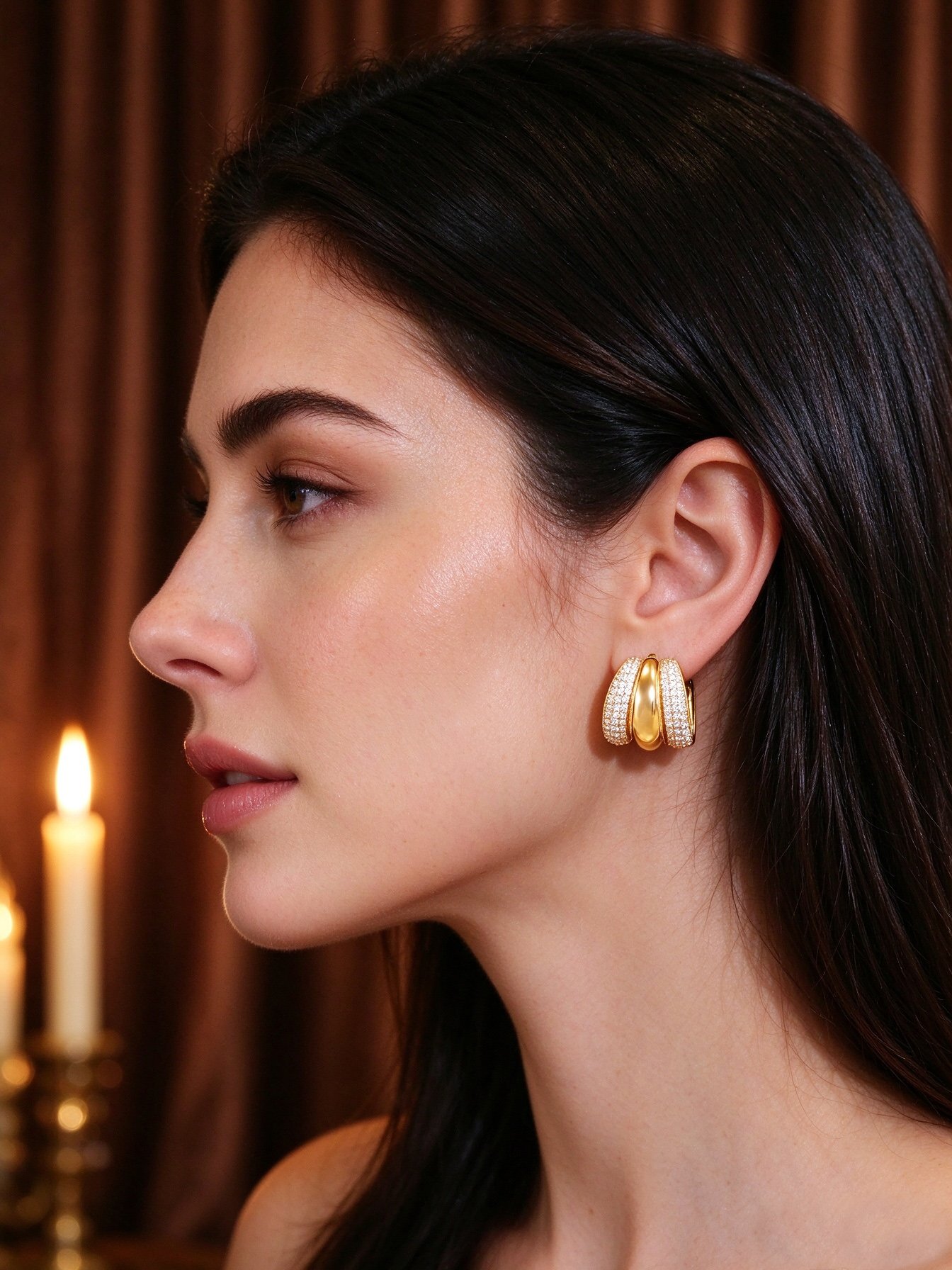 Gold Gemstone Stud Earrings