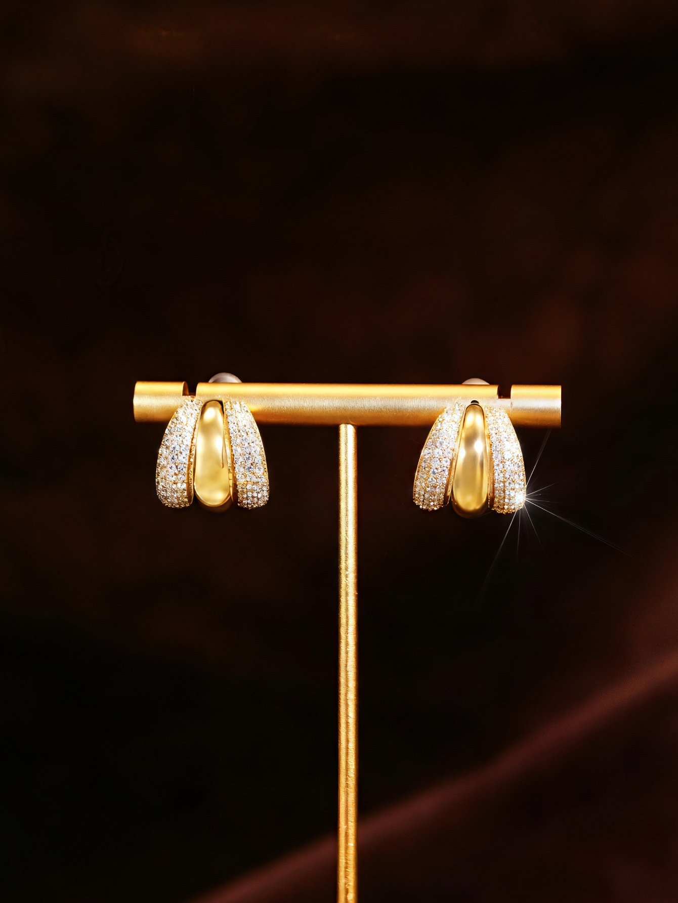 Gold Gemstone Stud Earrings