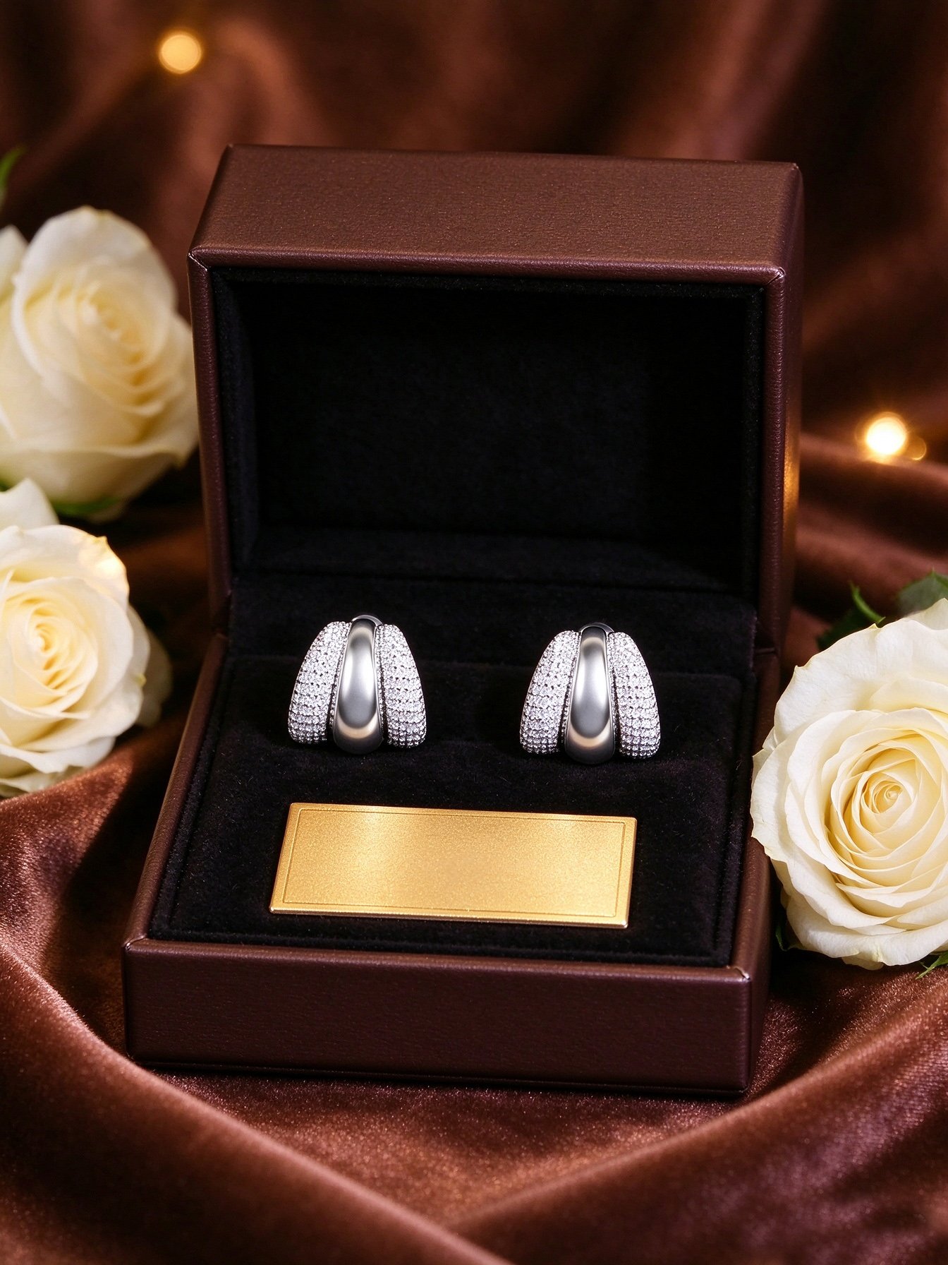 Silver Crystal Stud Earrings