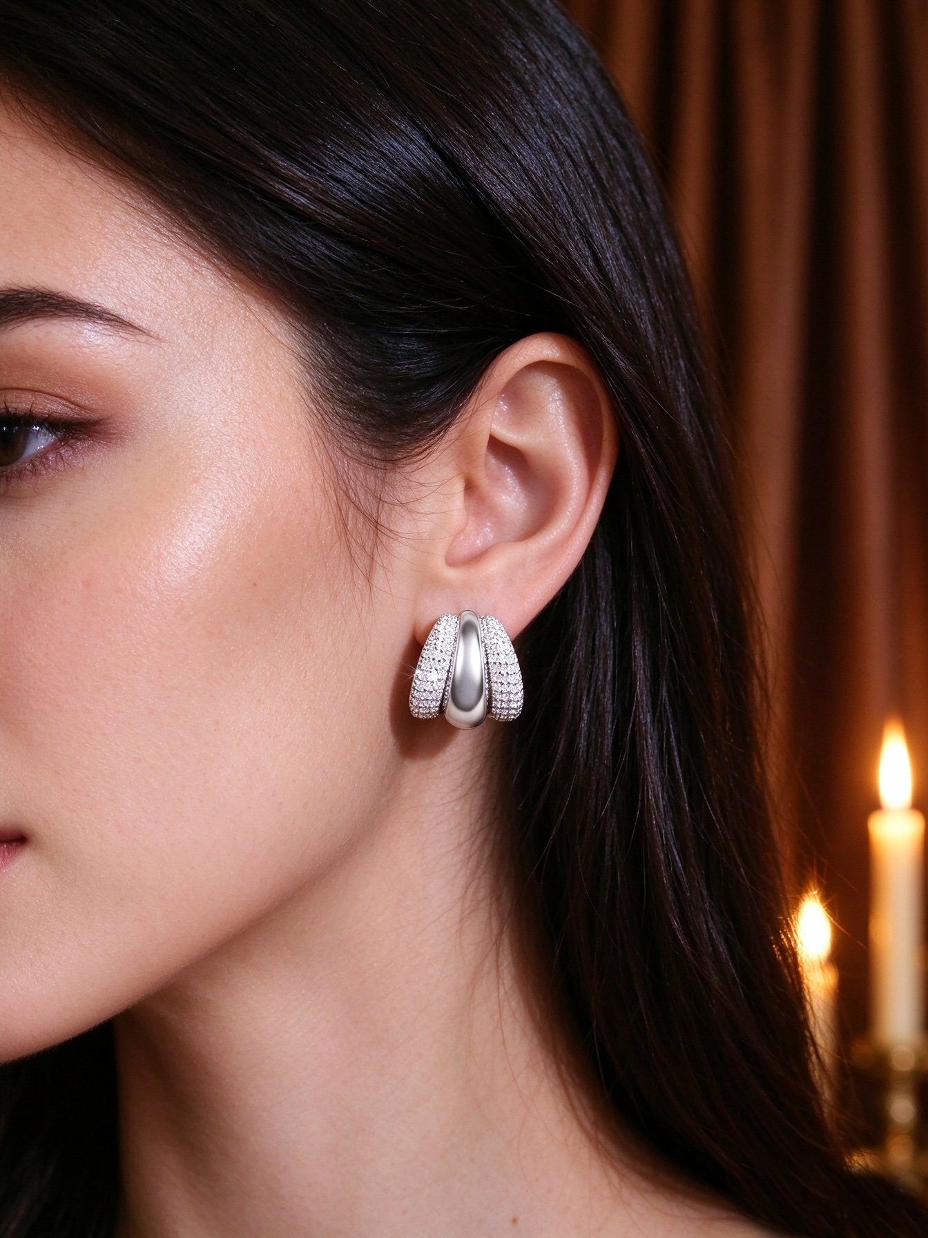 Silver Crystal Stud Earrings