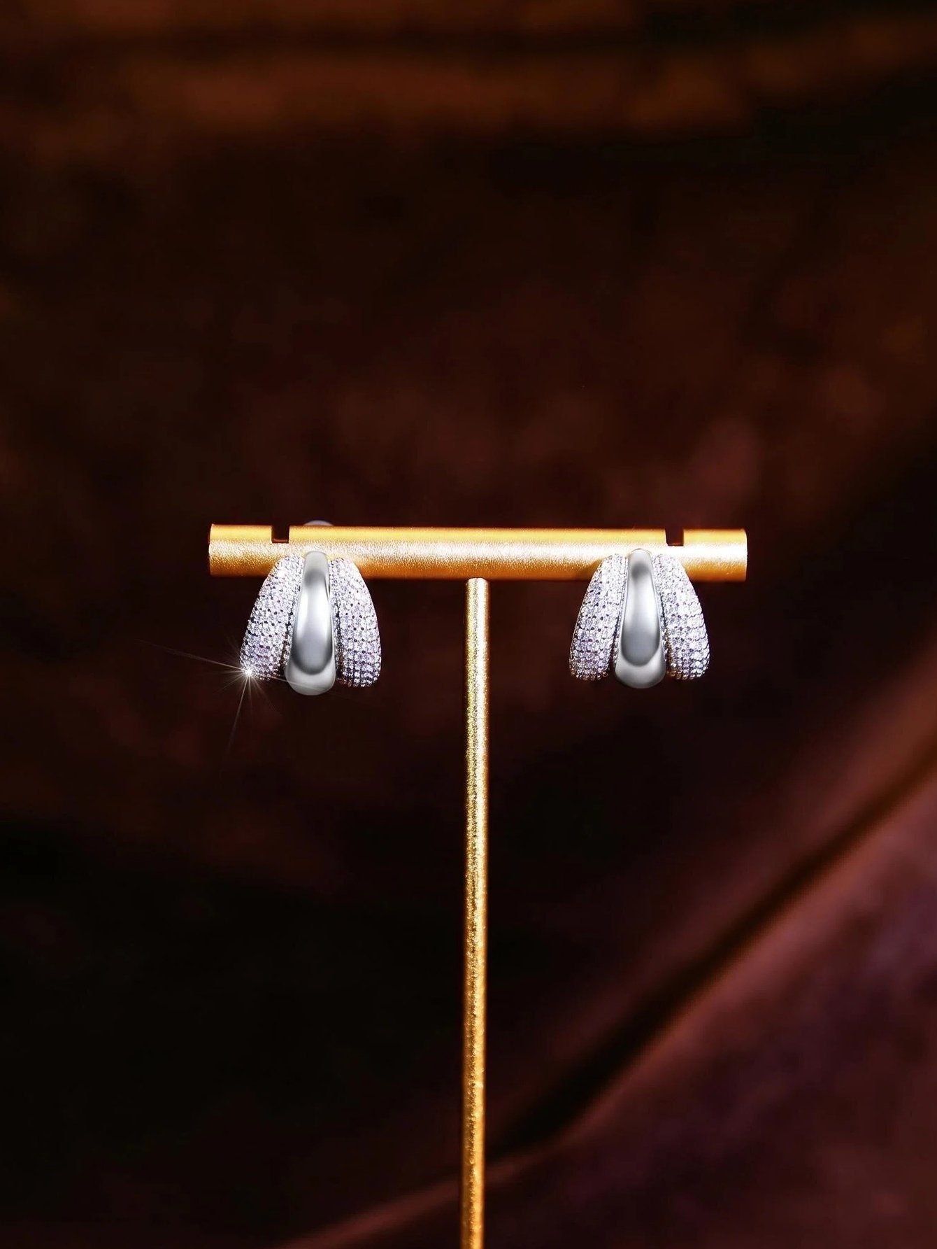 Silver Crystal Stud Earrings