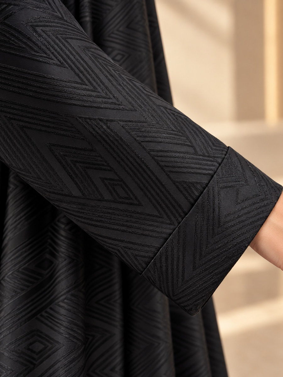 Black Geometric Jacquard Abaya
