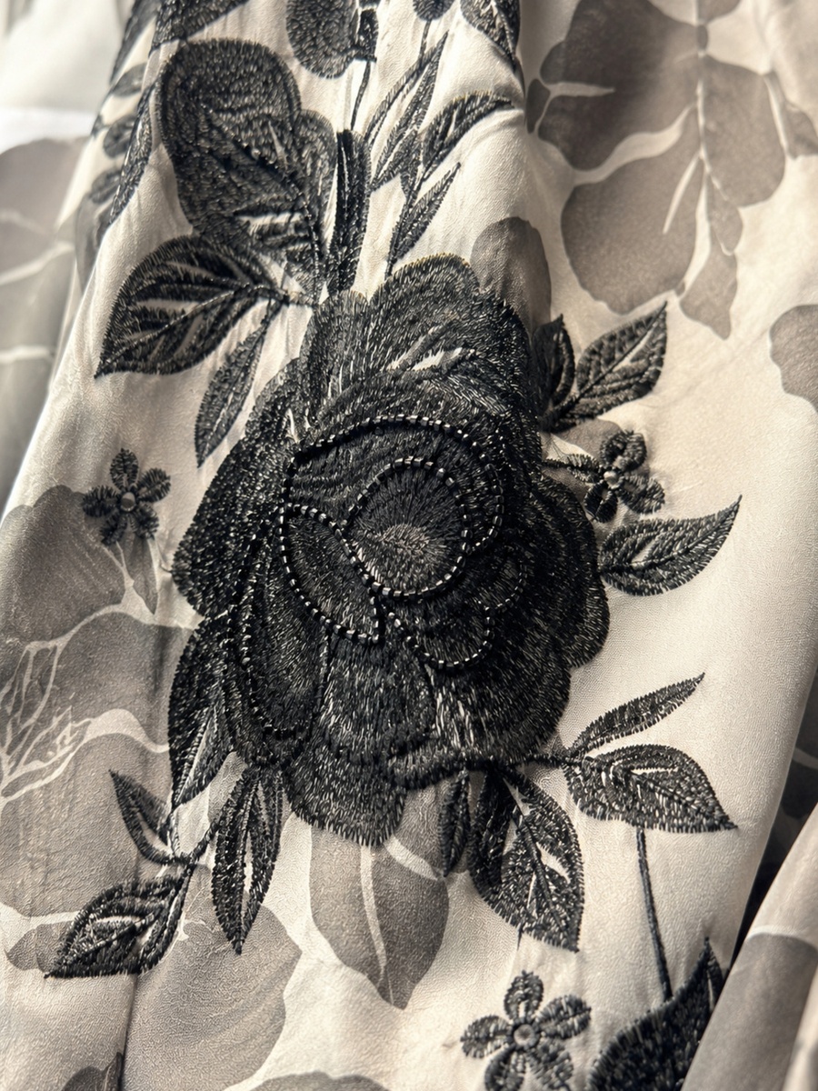 Black Jacquard Abaya with Matching Shawl