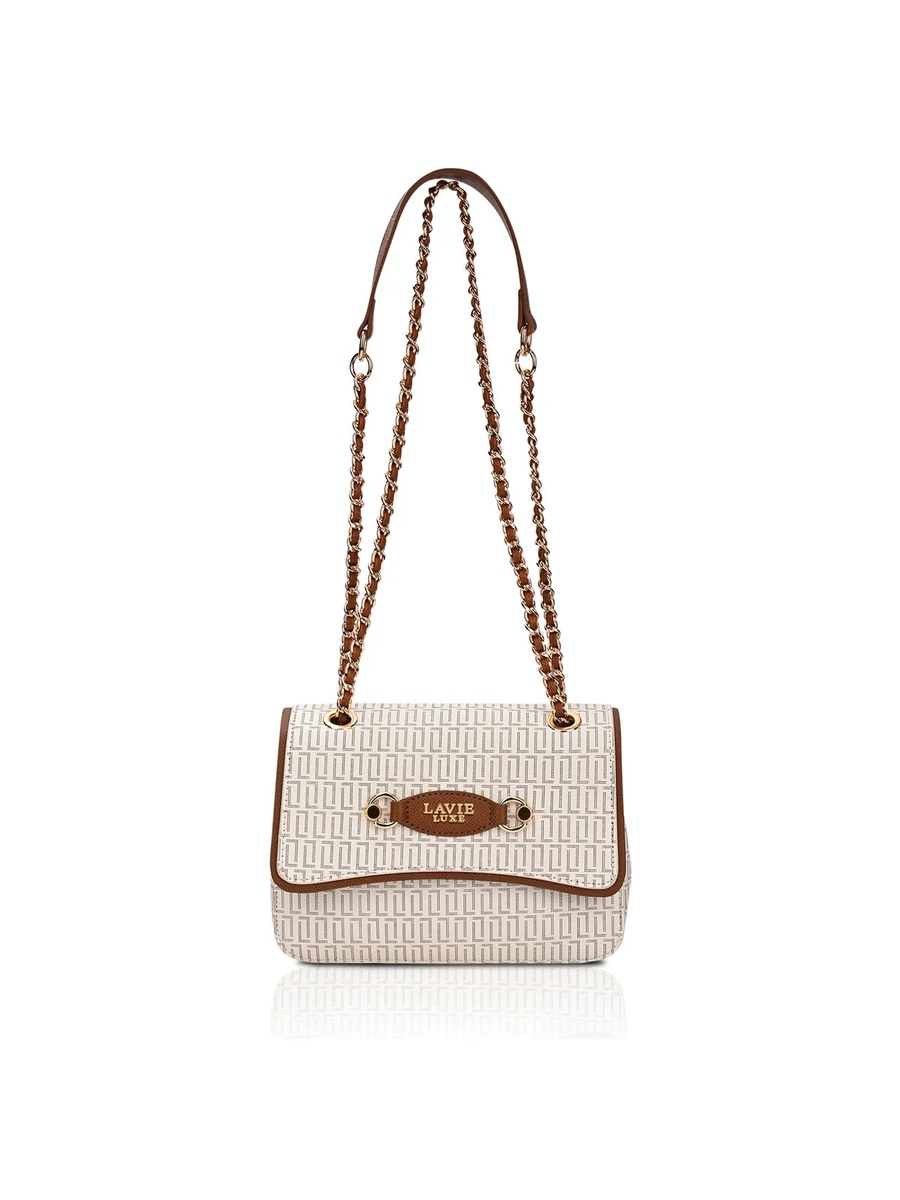 Luxe Women Monogram Jess 2-Compartment Sling Bag (Off White)
