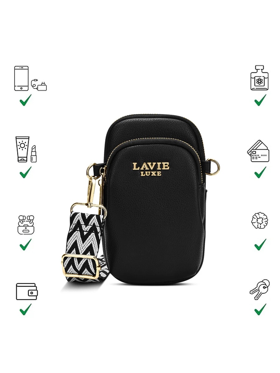 Luxe Women Mobile Vertical26 2-Compartment (Black)