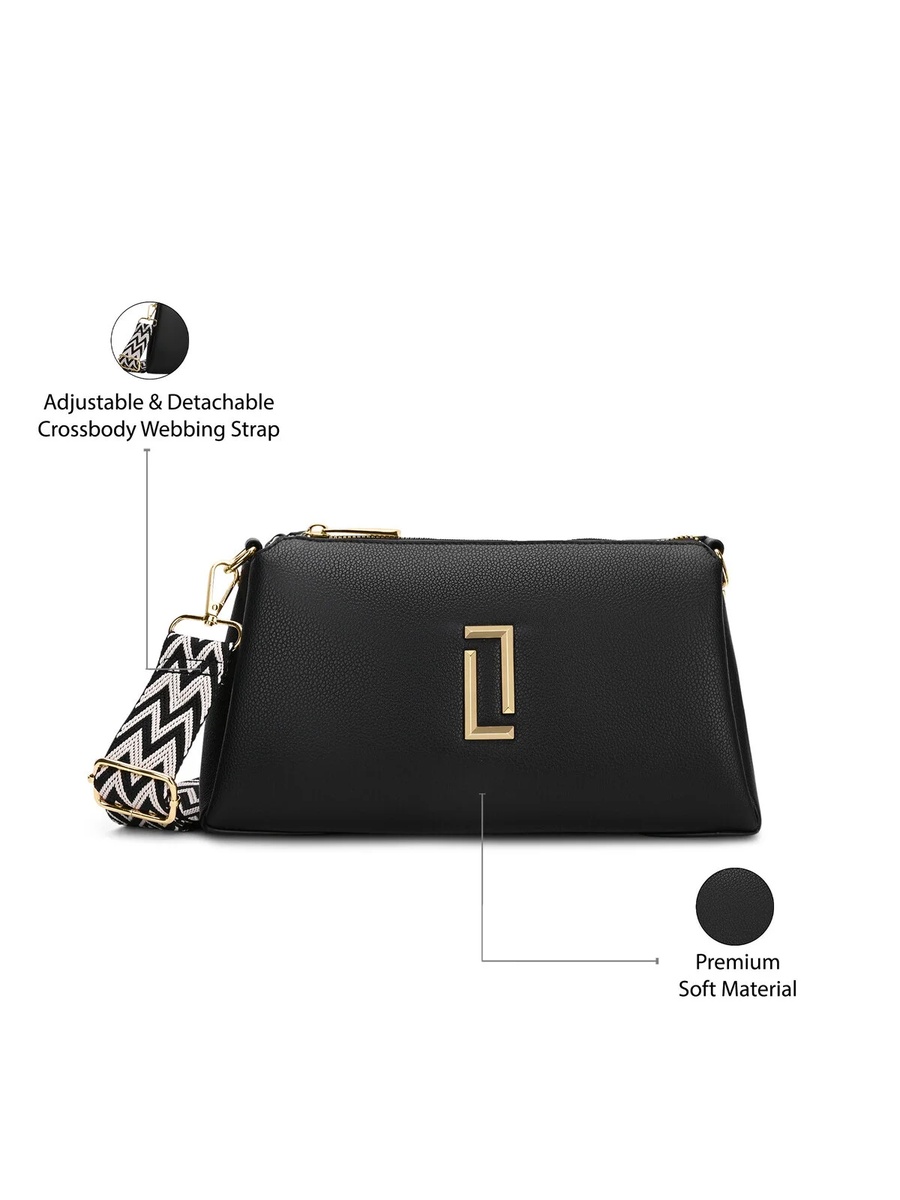 Luxe Women Tory26 3-Compartment Sling Bag (Black) 