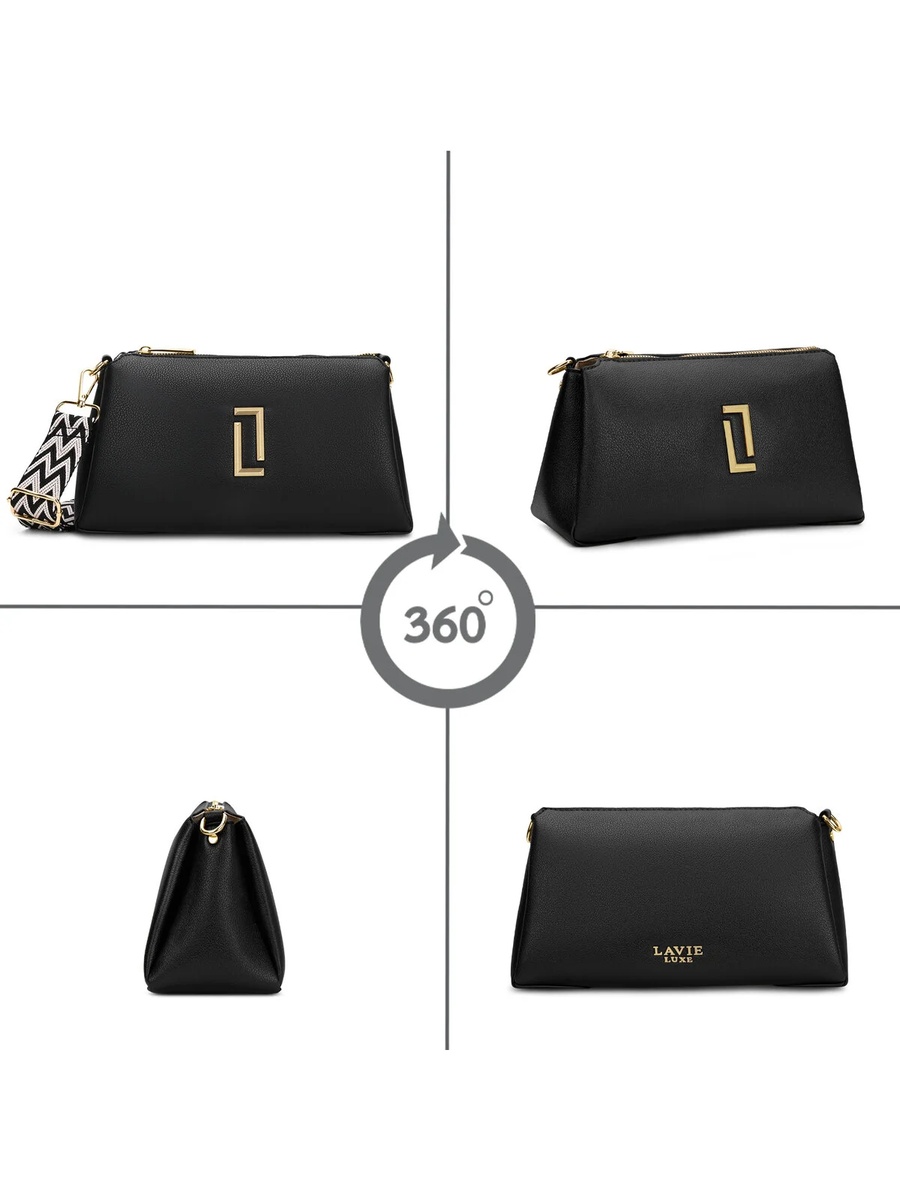 Luxe Women Tory26 3-Compartment Sling Bag (Black) 