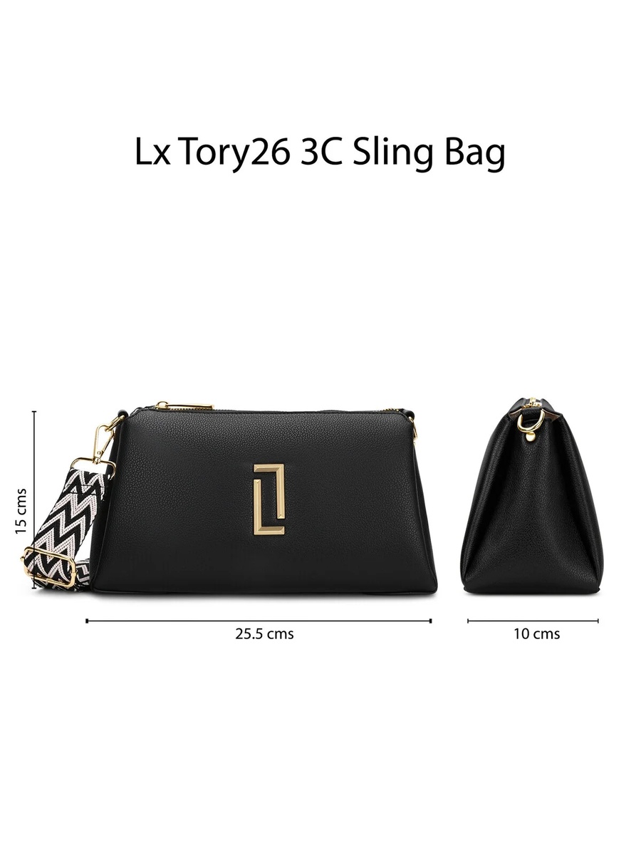 Luxe Women Tory26 3-Compartment Sling Bag (Black) 