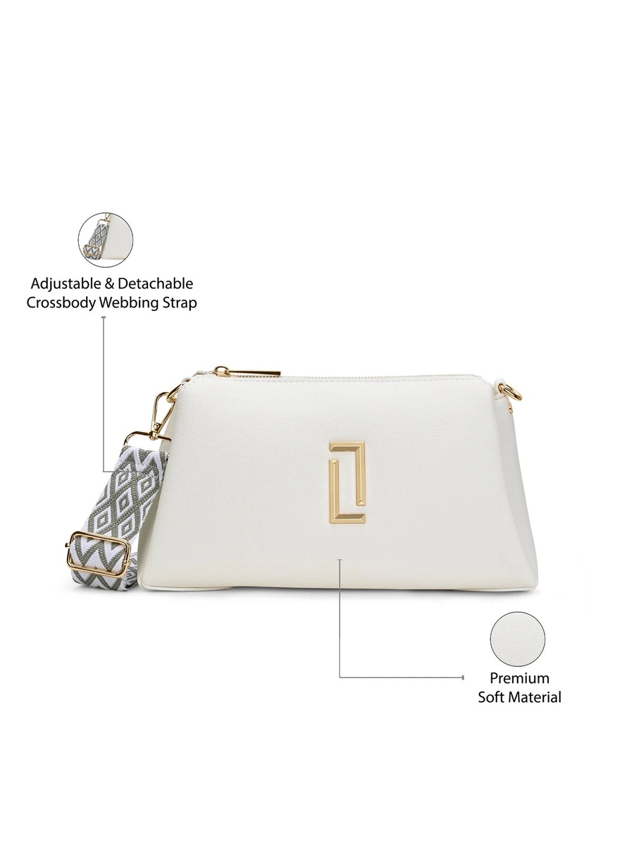 Luxe Women Tory26 3-Compartment Sling Bag (White) 