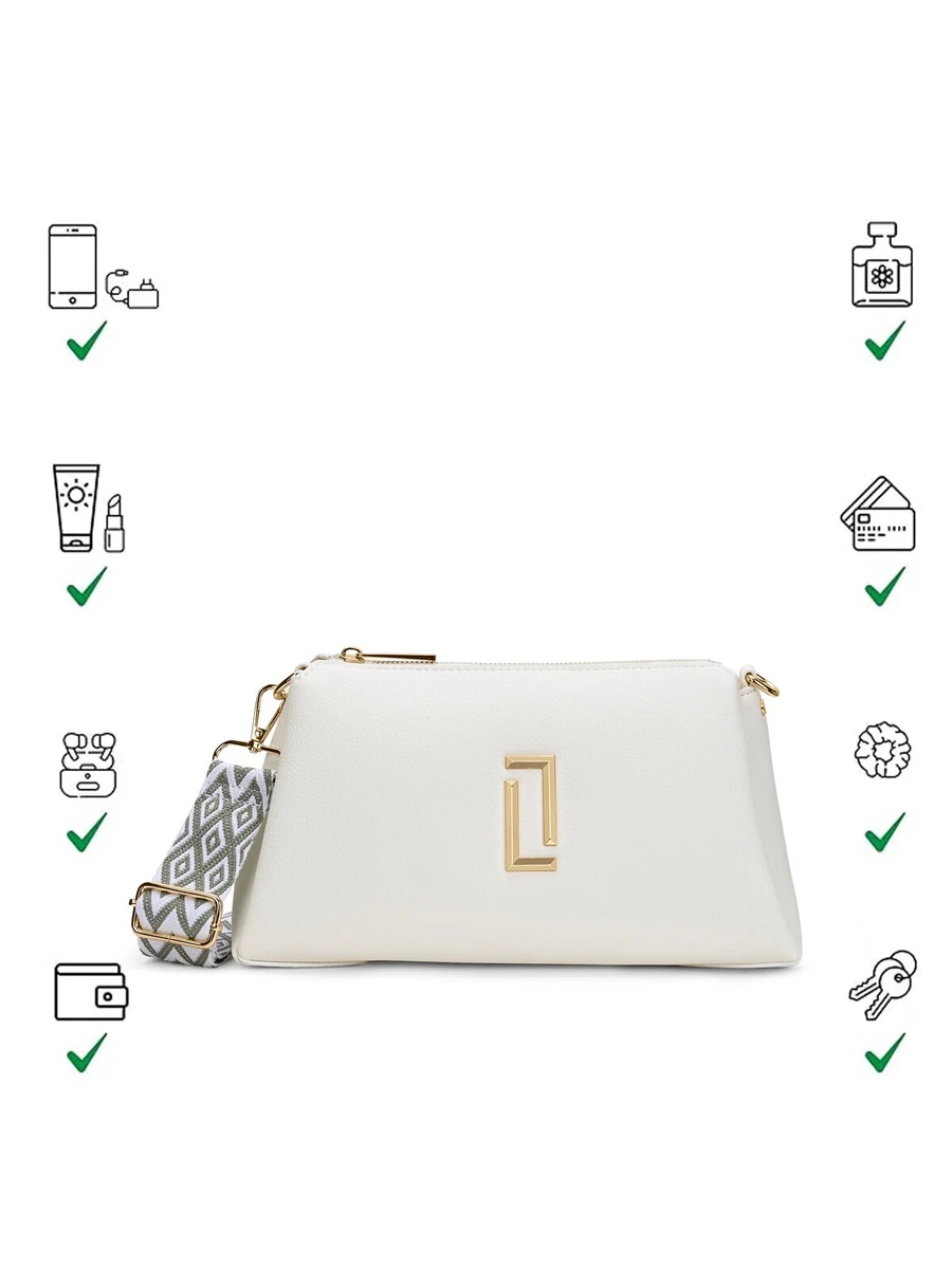Luxe Women Tory26 3-Compartment Sling Bag (White) 