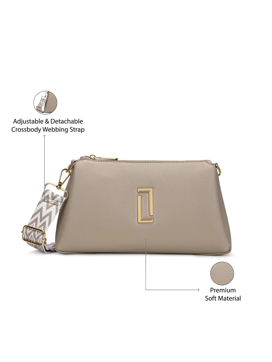 Luxe Women Tory26 3-Compartment Sling Bag (Taupe) 