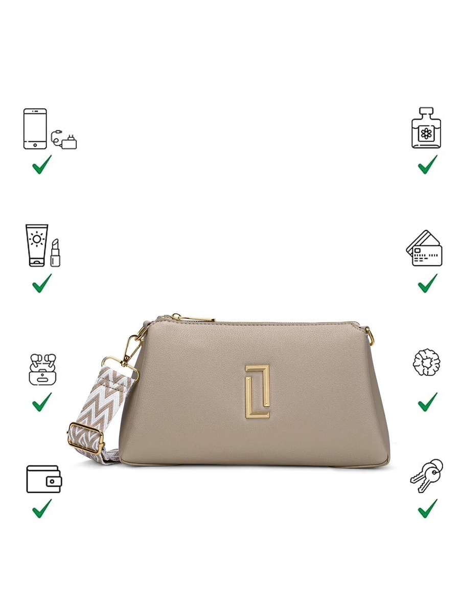 Luxe Women Tory26 3-Compartment Sling Bag (Taupe) 