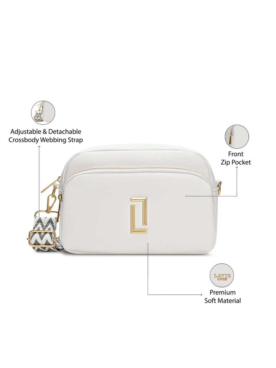Luxe Women Soft Sophie 2-Compartment Sling Bag (White)