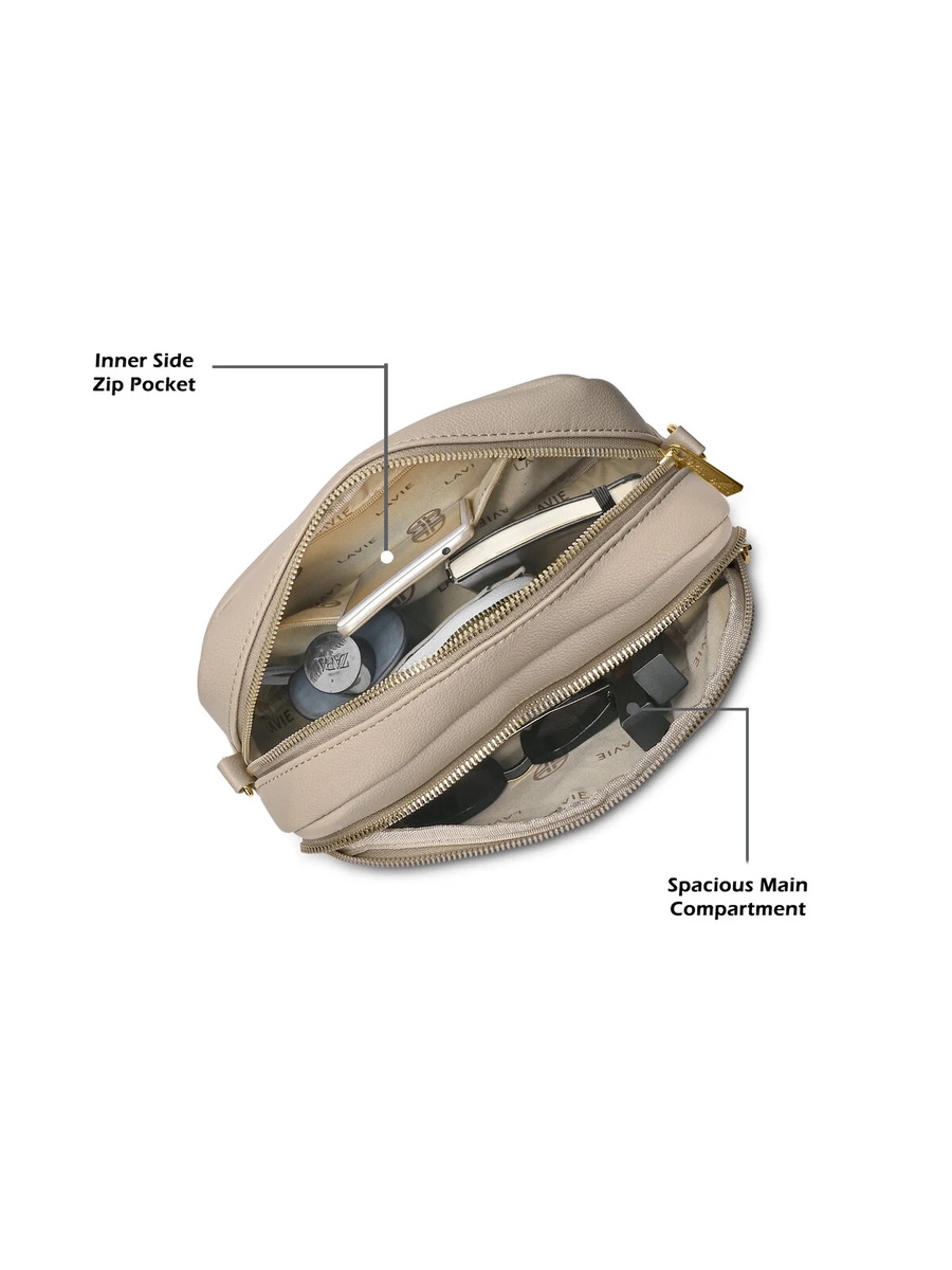 Luxe Women Soft Sophie 2-Compartment Sling Bag (Taupe)