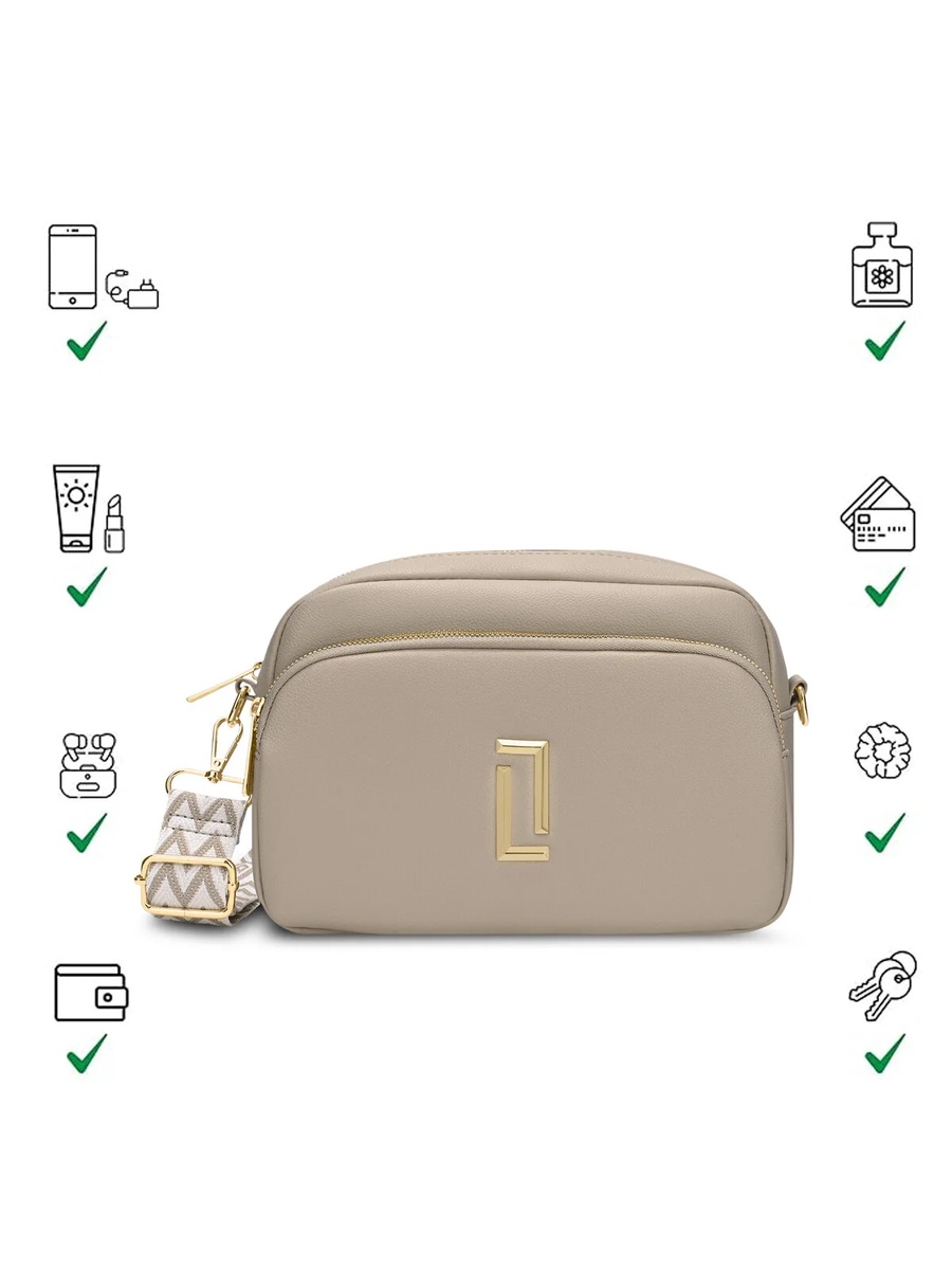 Luxe Women Soft Sophie 2-Compartment Sling Bag (Taupe)