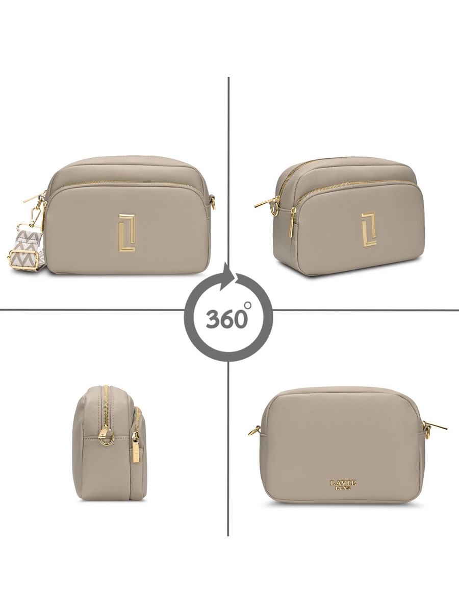 Luxe Women Soft Sophie 2-Compartment Sling Bag (Taupe)