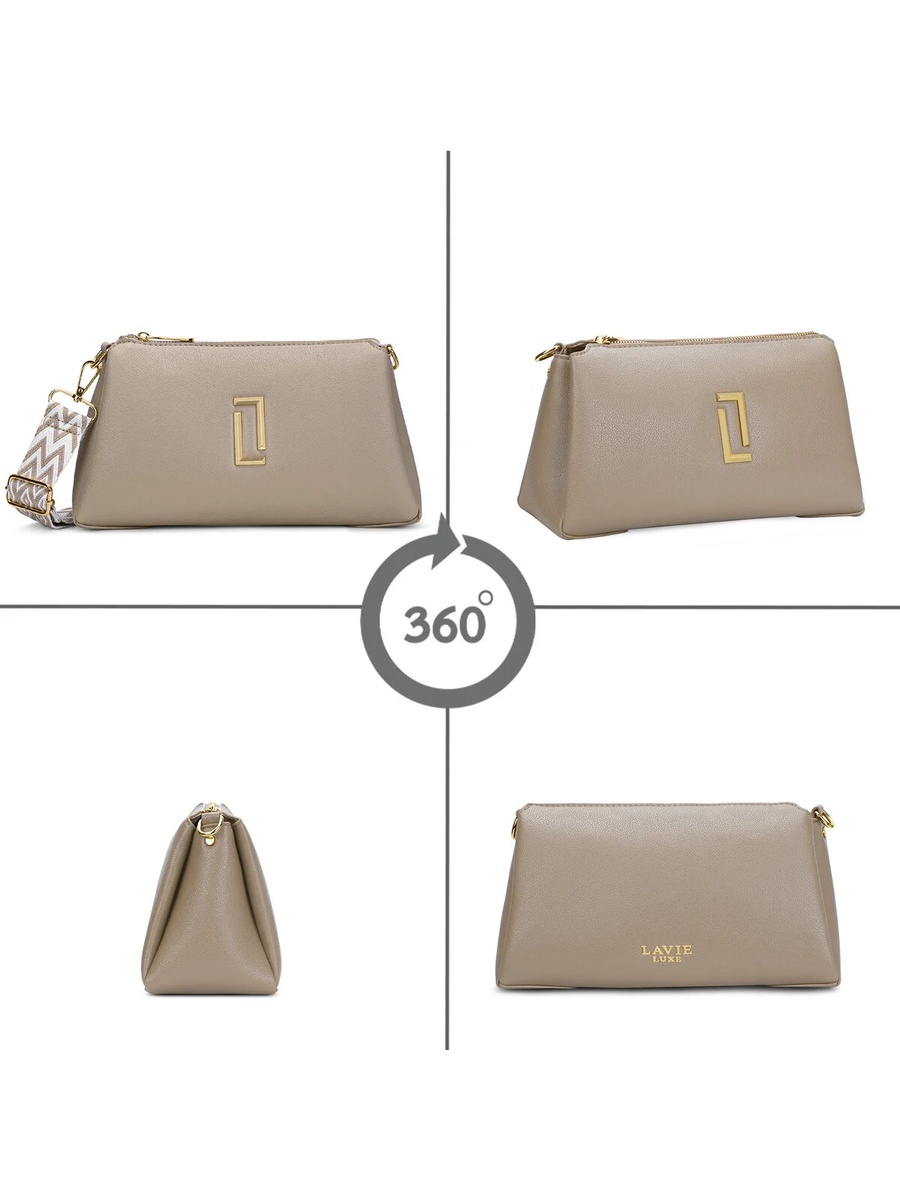 Luxe Women Monogram Rumi 3 Compartment Satchel (Choco)