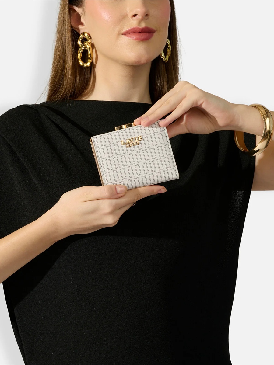 Luxe Women Mono Frame25 Small Wallet (White)