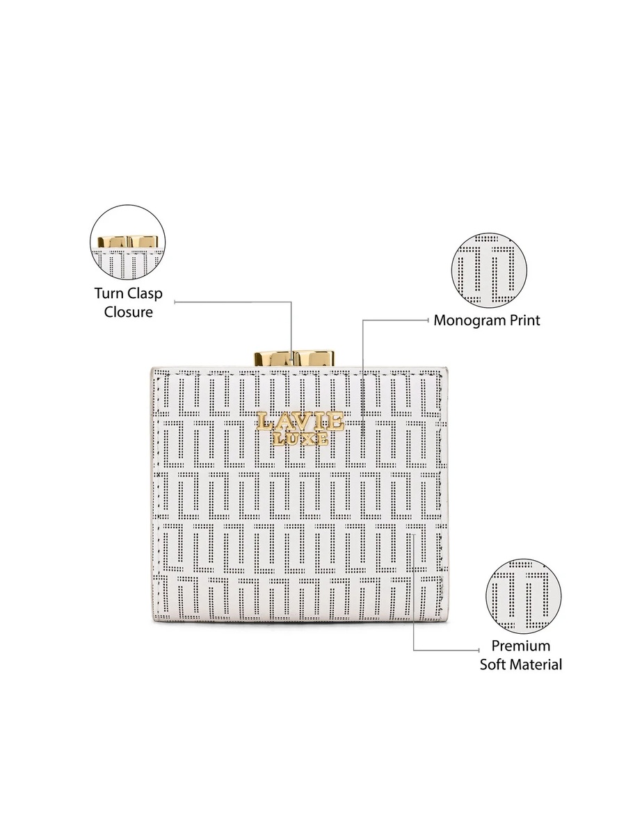 Luxe Women Mono Frame25 Small Wallet (White)