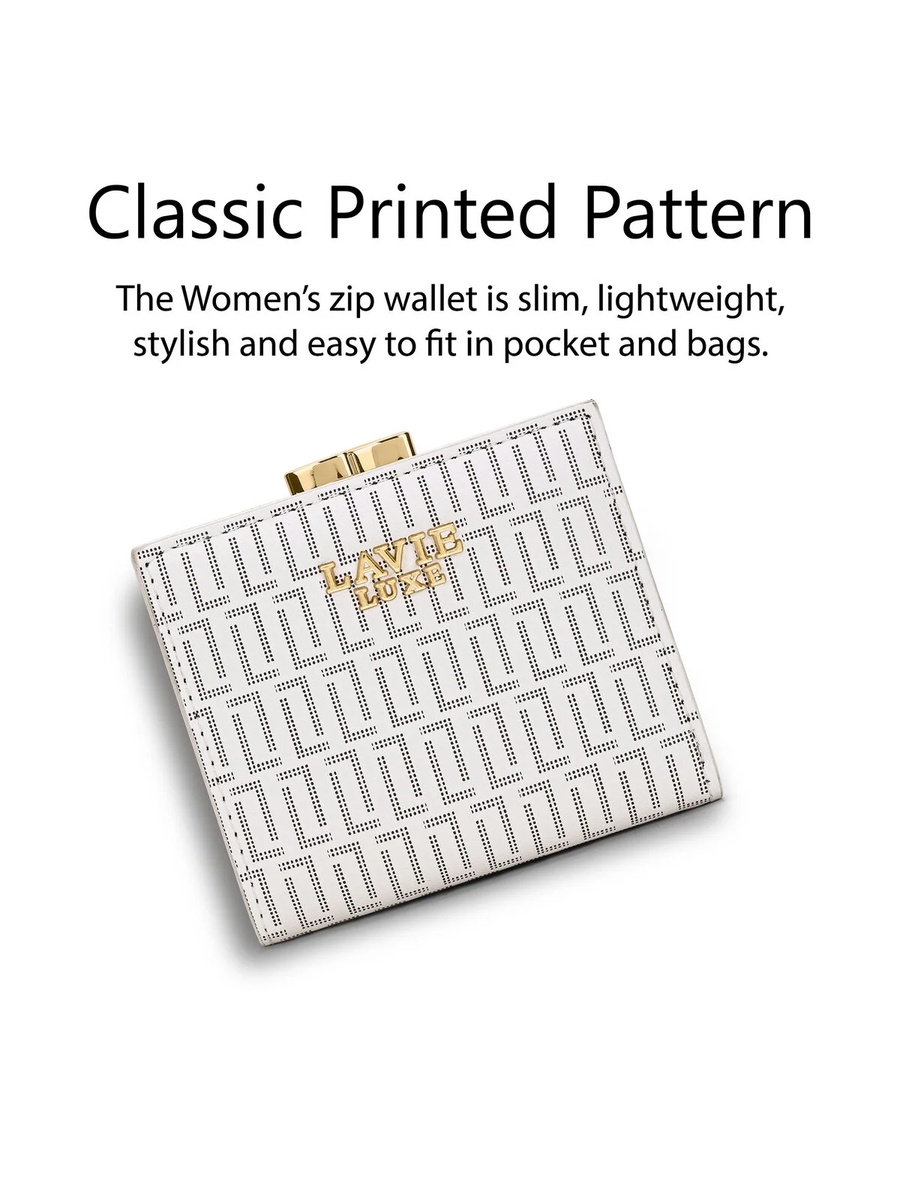 Luxe Women Mono Frame25 Small Wallet (White)