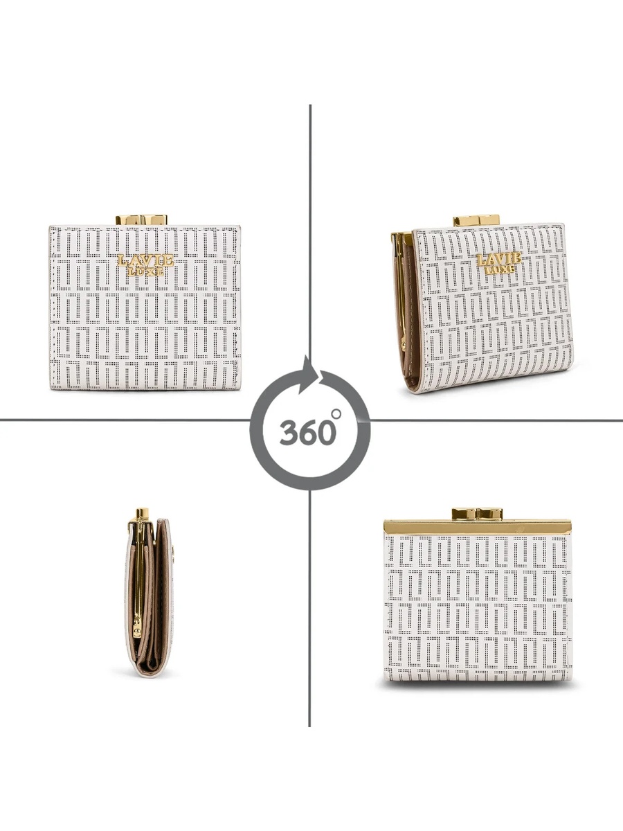 Luxe Women Mono Frame25 Small Wallet (White)