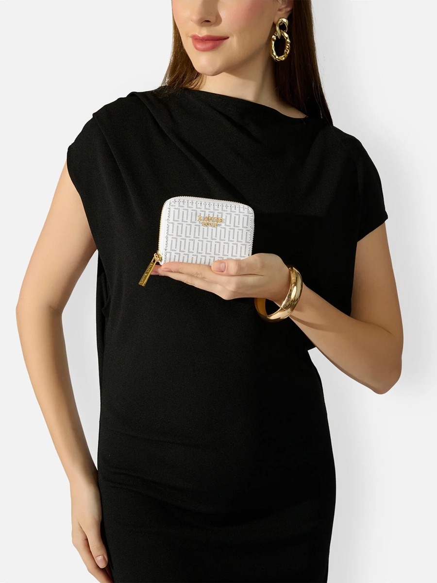 Luxe Women Monogram Belle Small Card Wallet (White) 