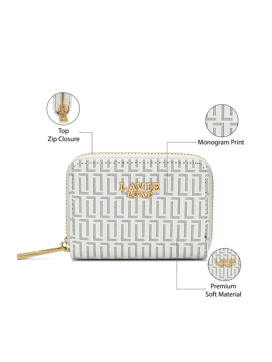 Luxe Women Monogram Belle Small Card Wallet (White) 