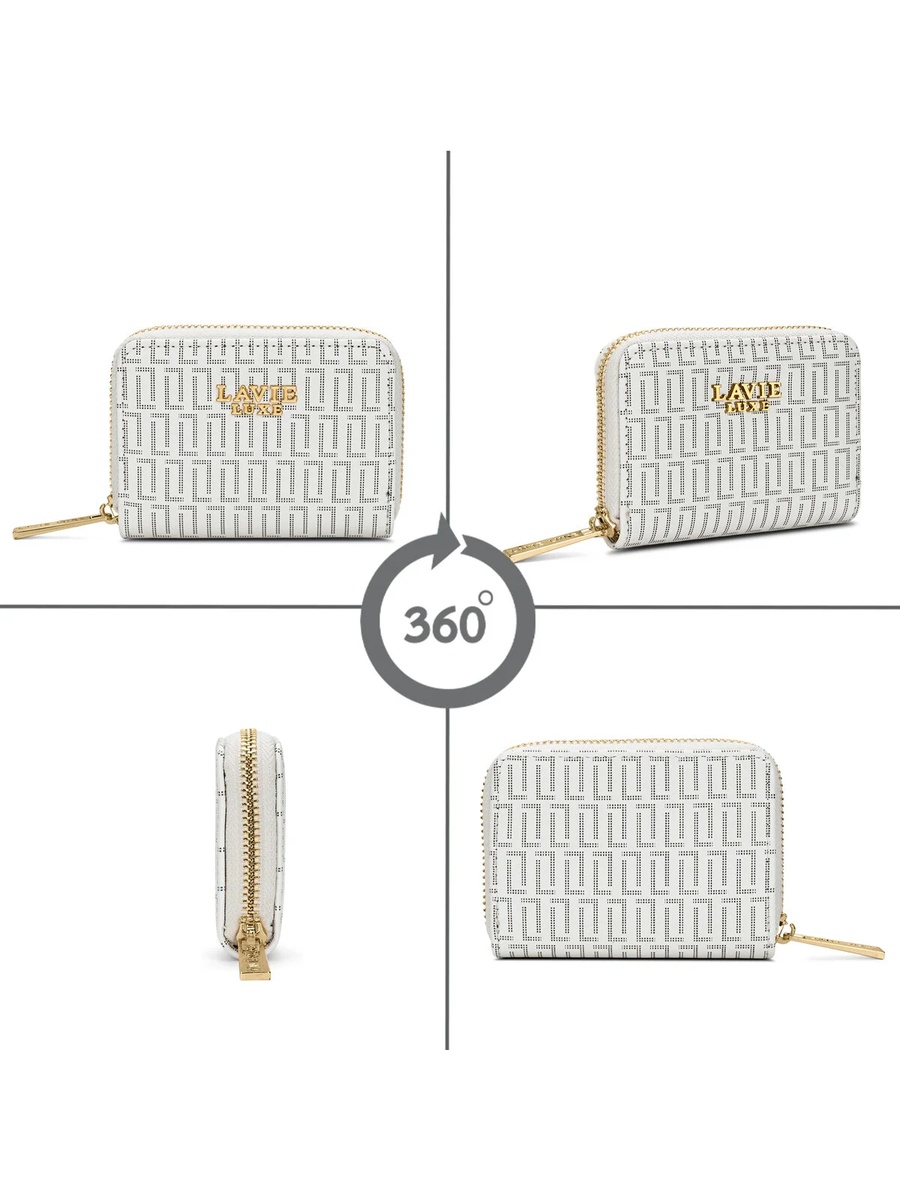 Luxe Women Monogram Belle Small Card Wallet (White) 