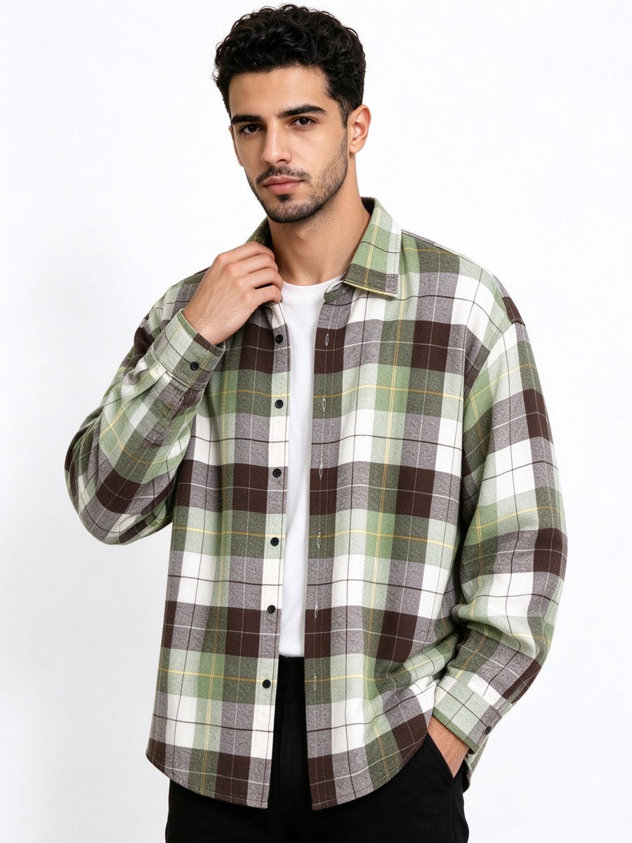 Multi Checked Long Sleeves Relaxed Shirt