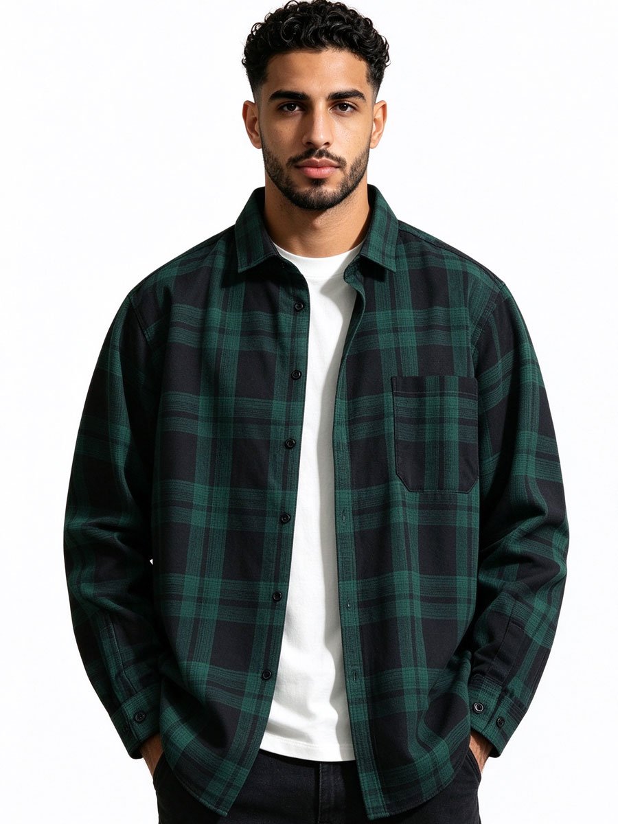 Green Checked Regular Shirt
