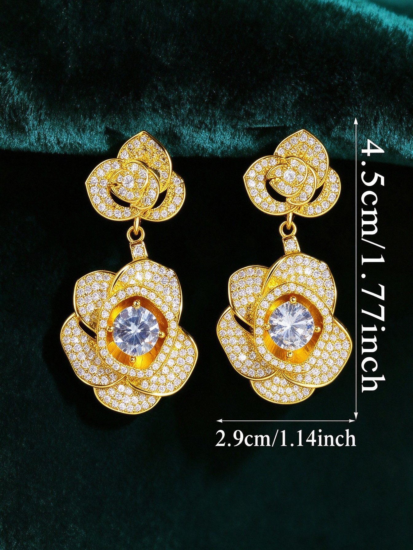 Gold Flower Danglers Earrings