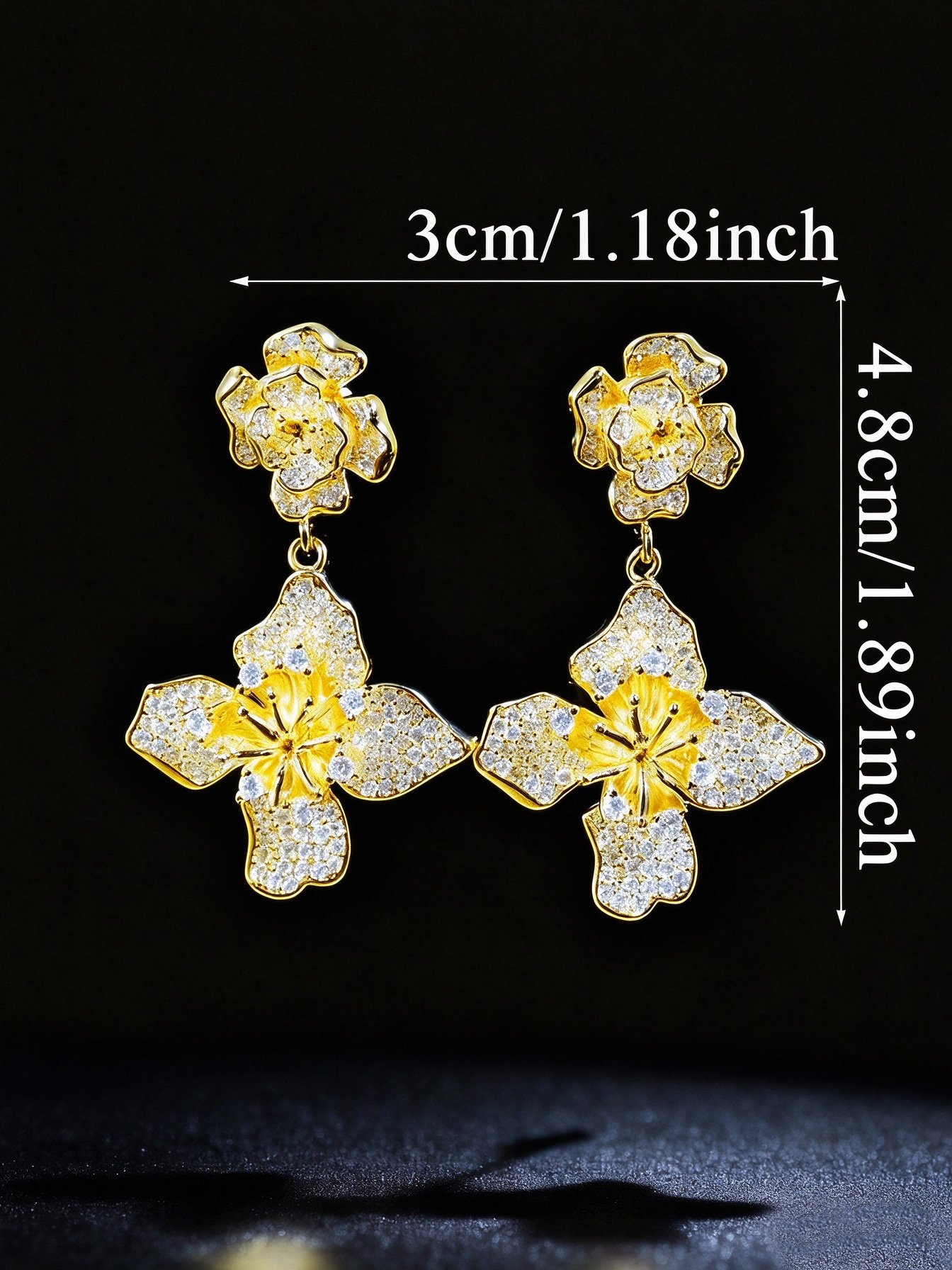 Gold Flower Danglers Earrings
