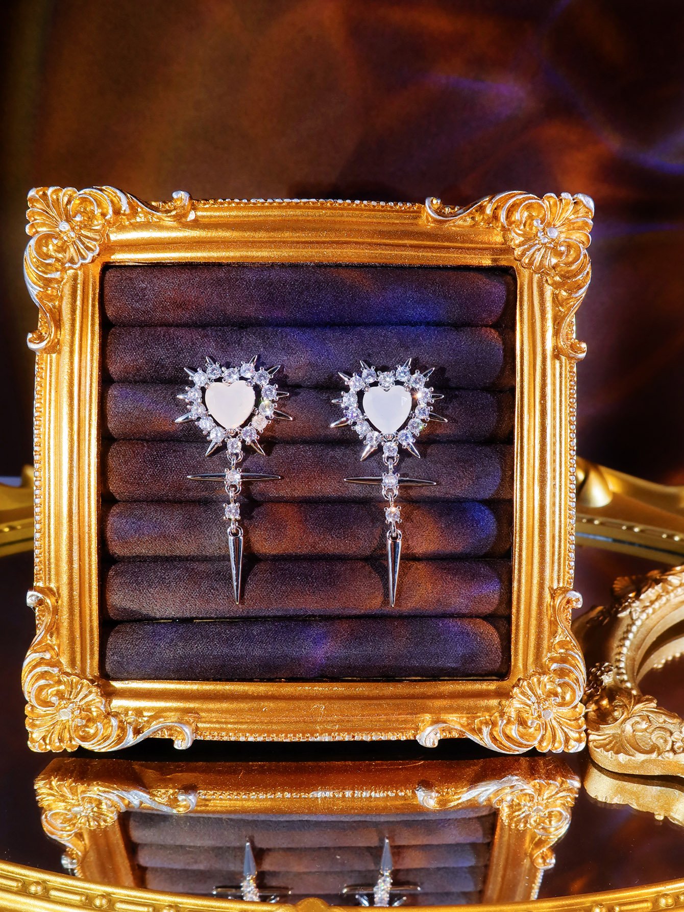 Silver Heart Danglers Earrings