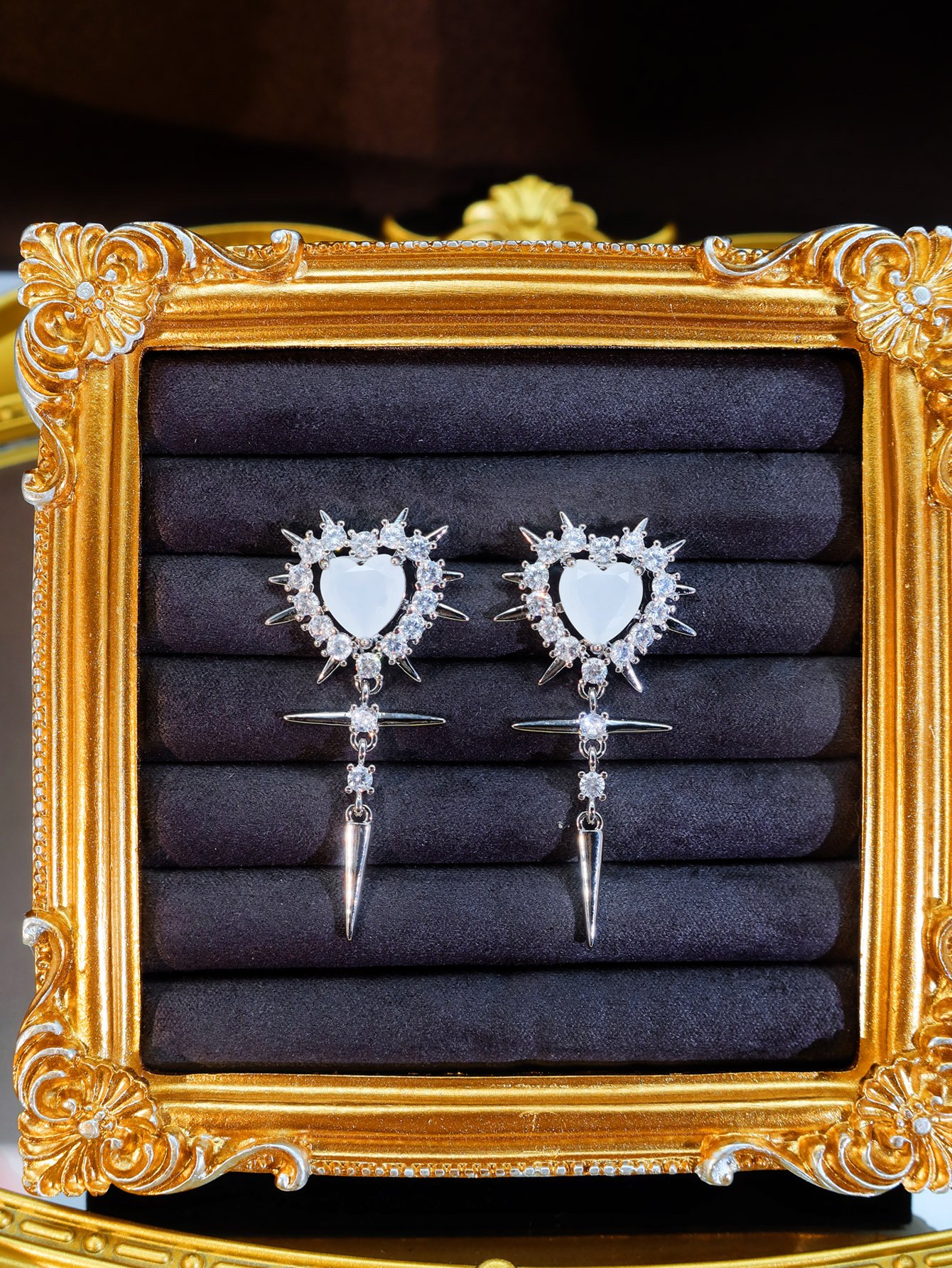 Silver Heart Danglers Earrings