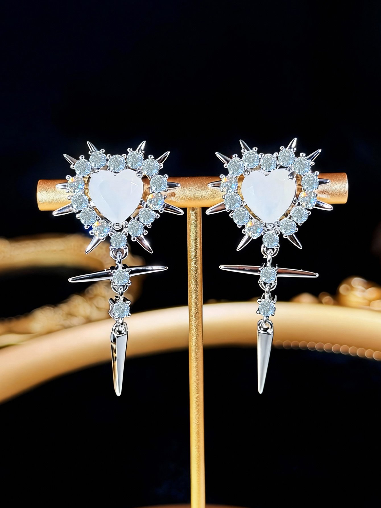 Silver Heart Danglers Earrings