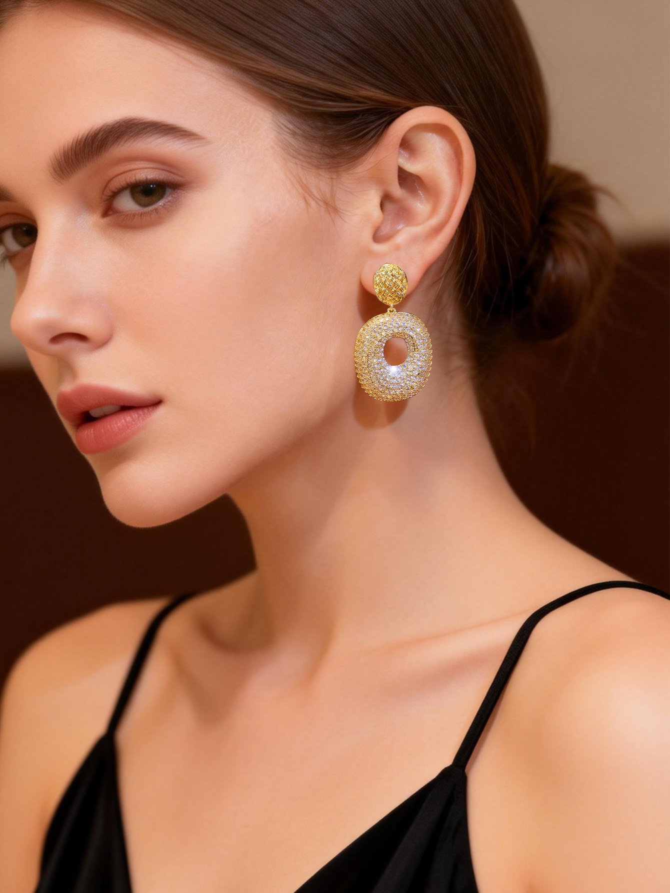 Gold Embellished Danglers Earrings
