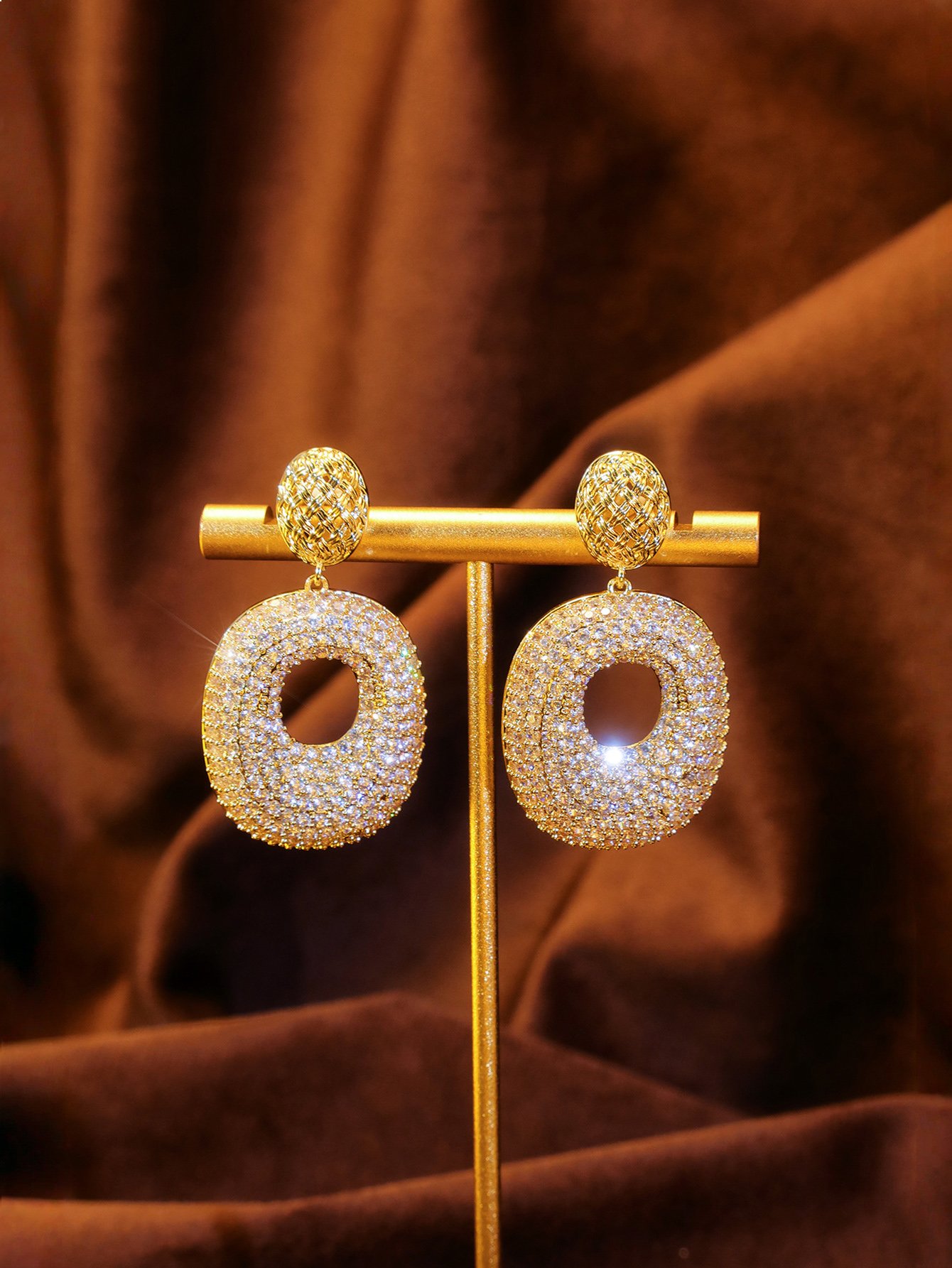 Gold Embellished Danglers Earrings