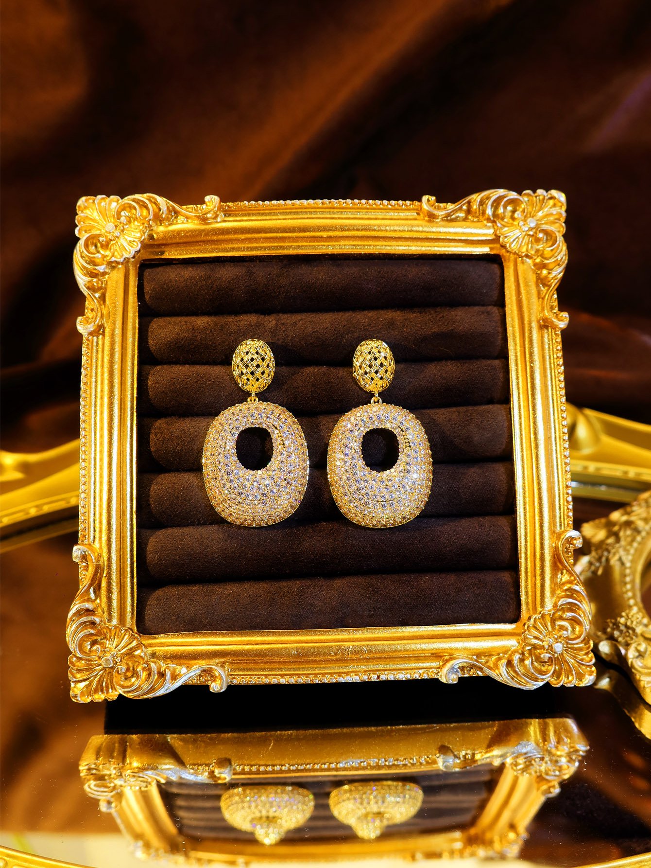Gold Embellished Danglers Earrings