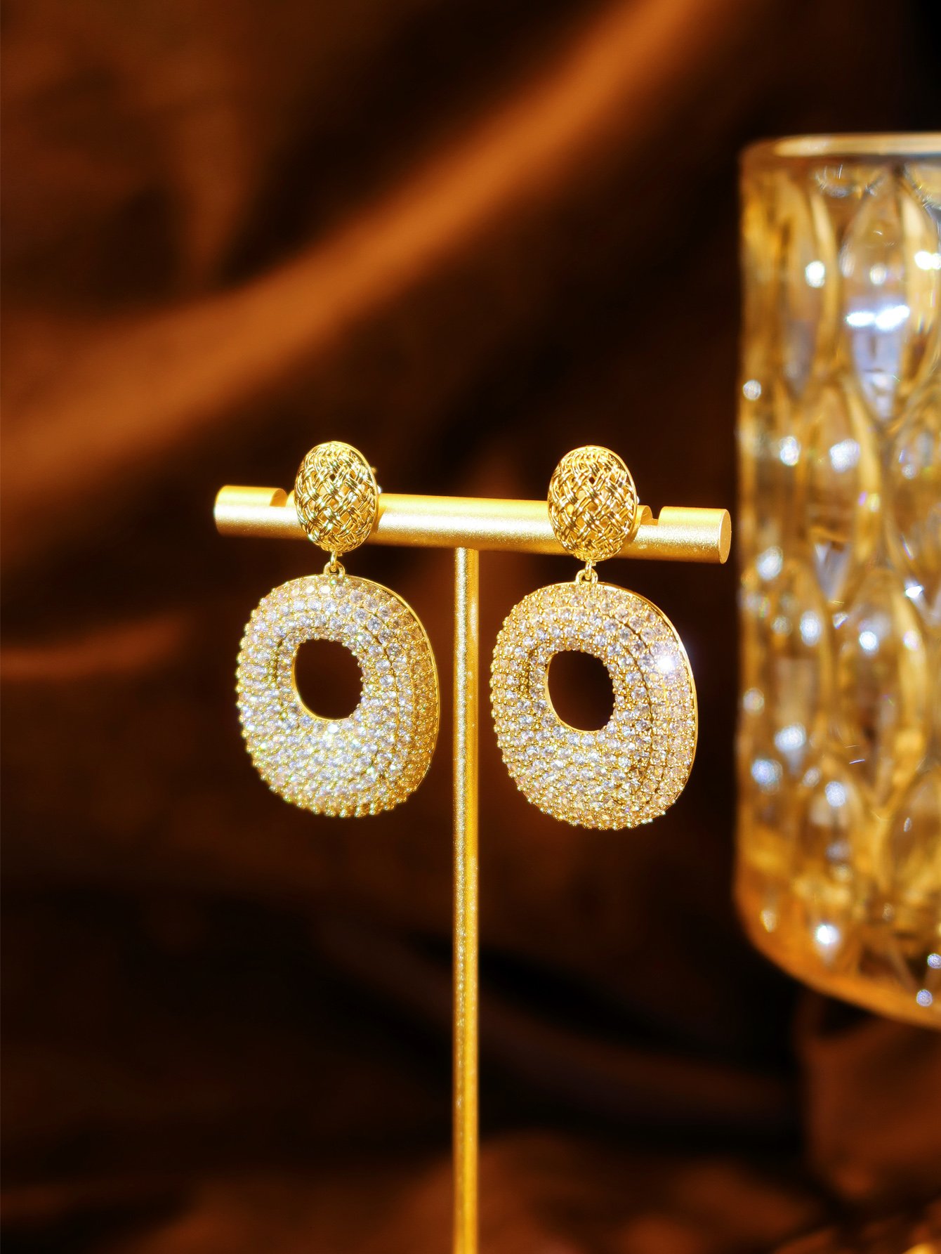 Gold Embellished Danglers Earrings